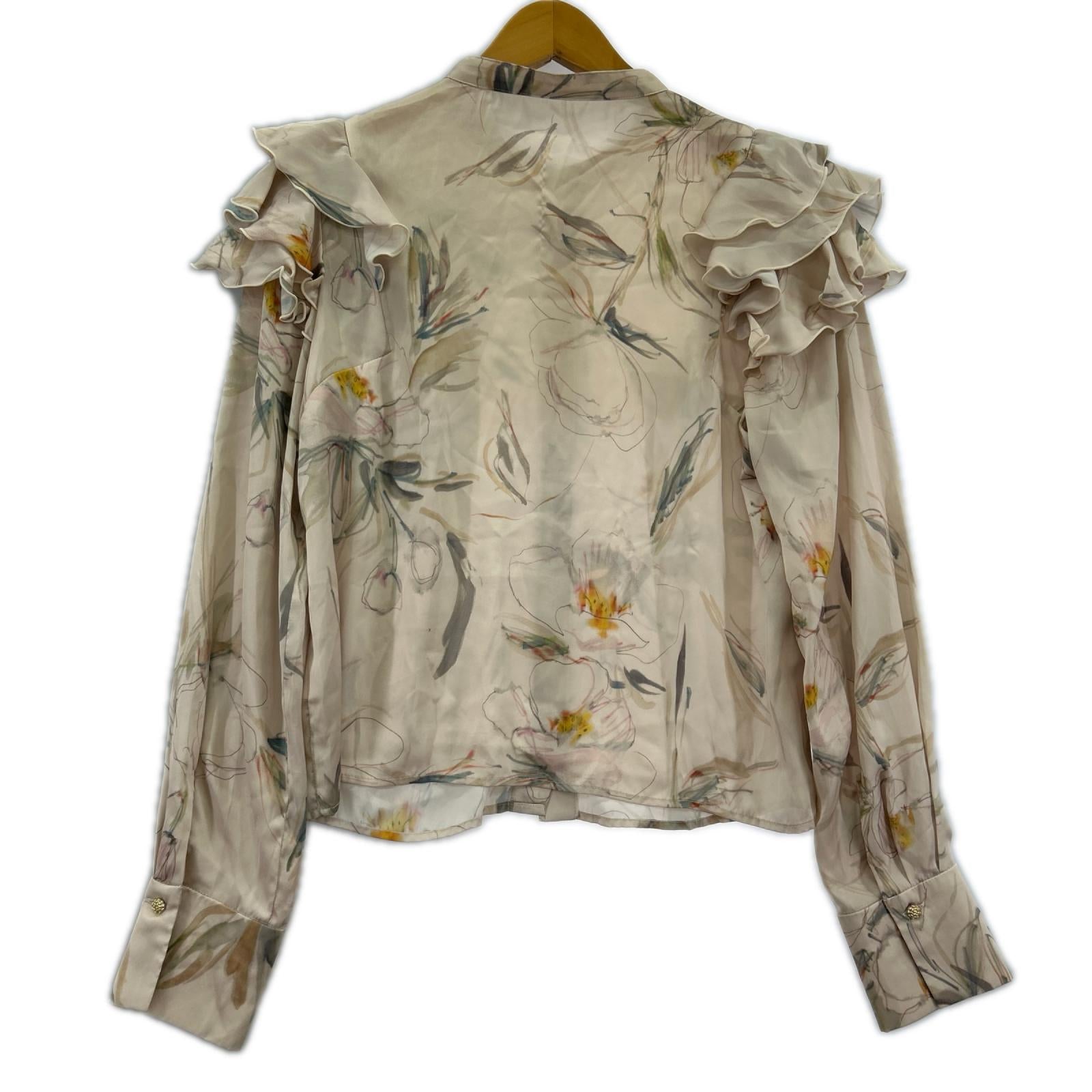長袖Tシャツ 花柄 ベージュ