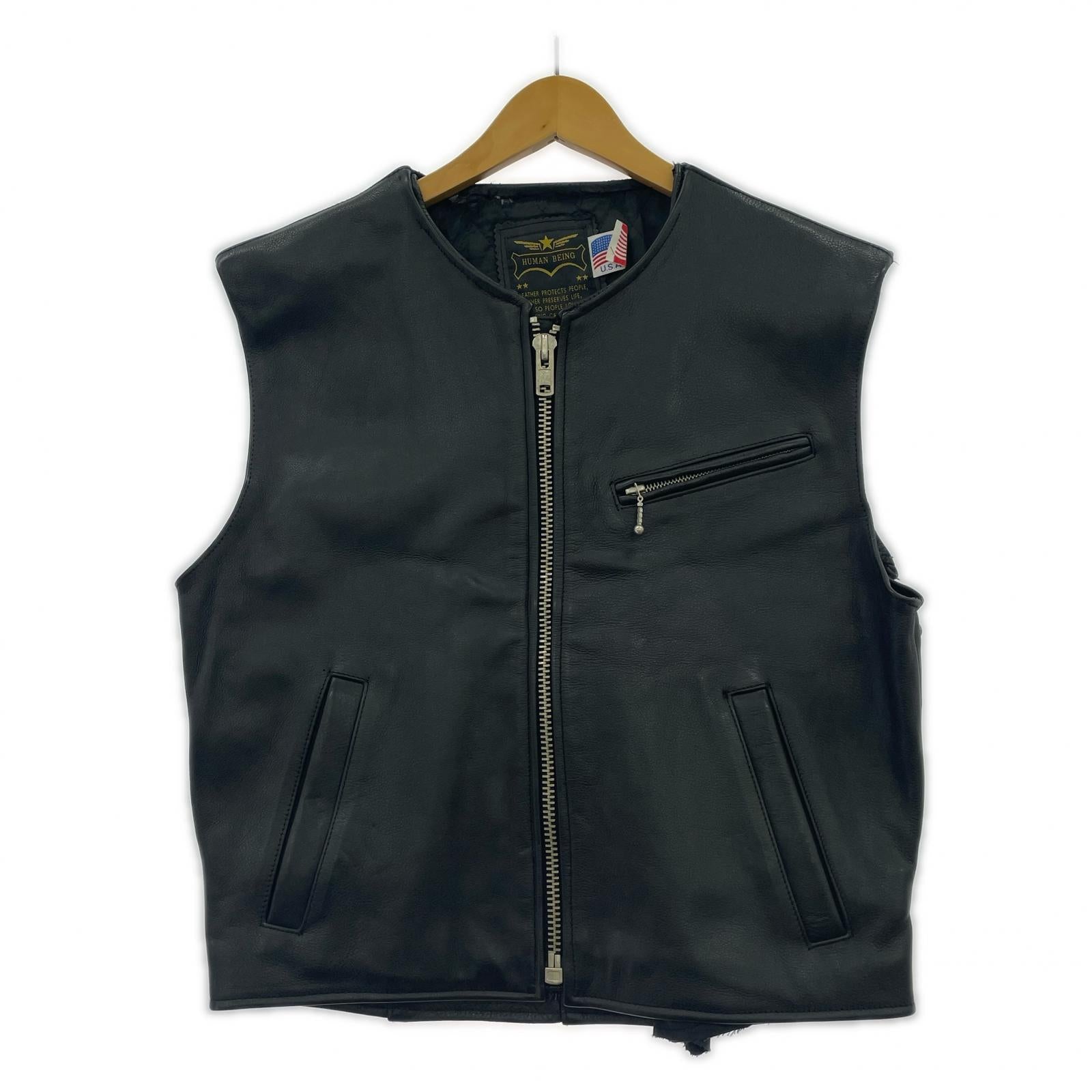 その他アウター HUMAN BEING Leather Vest BLK ブラック