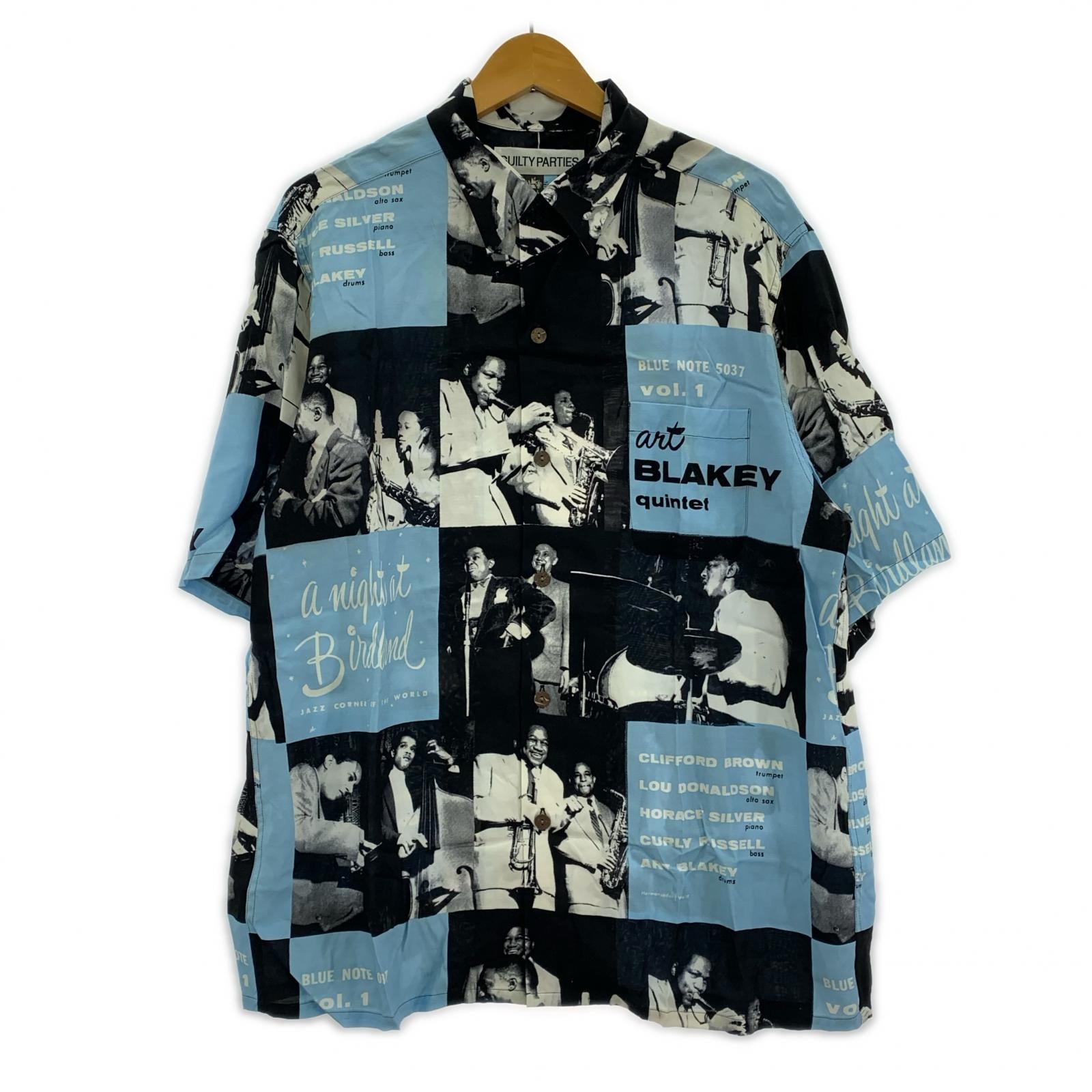 半袖シャツ × BLUE NOTE レーヨンアロハシャツ M ブラック