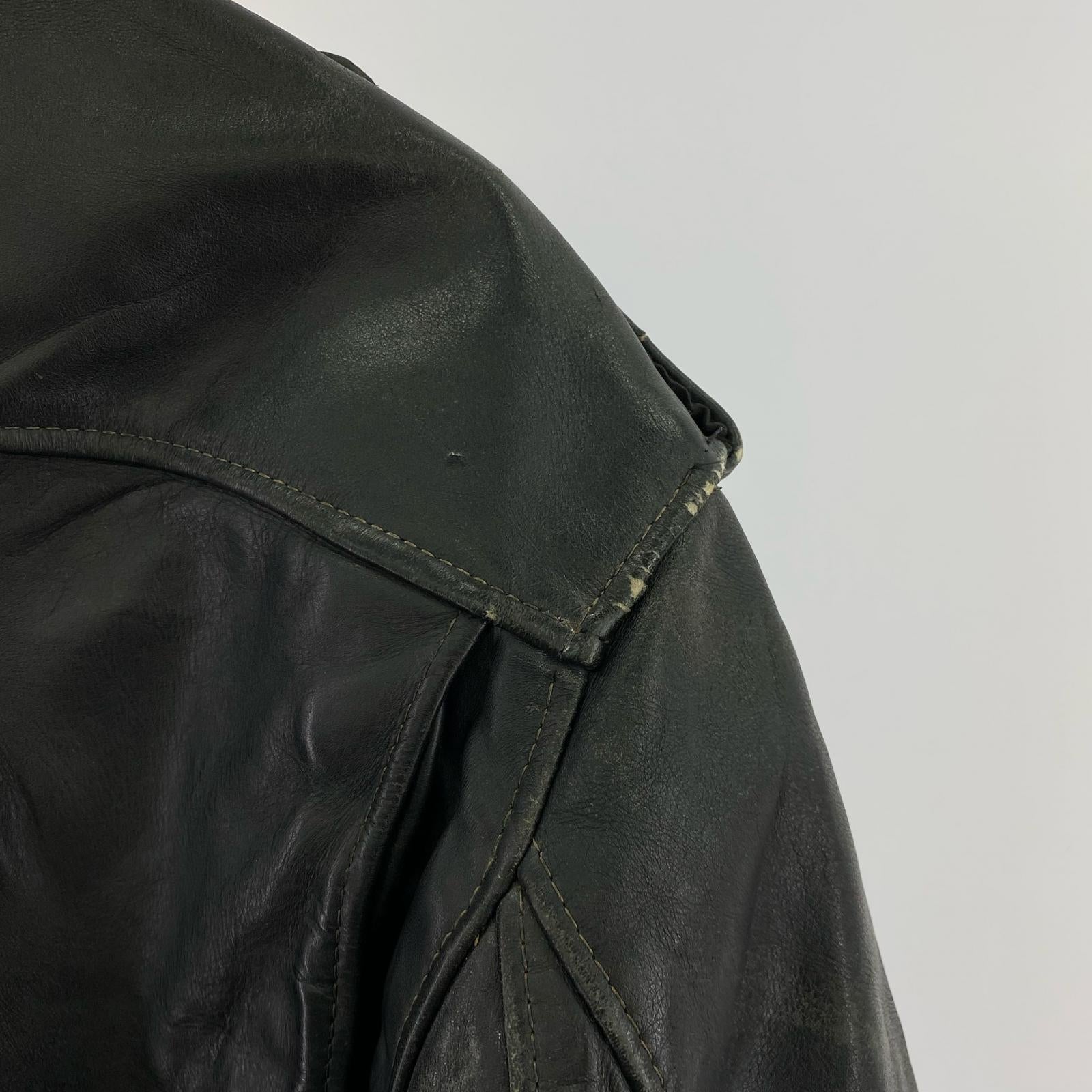 レザージャケット 80s レザーポリスマンジャケット 46 BLK 46 ブラック