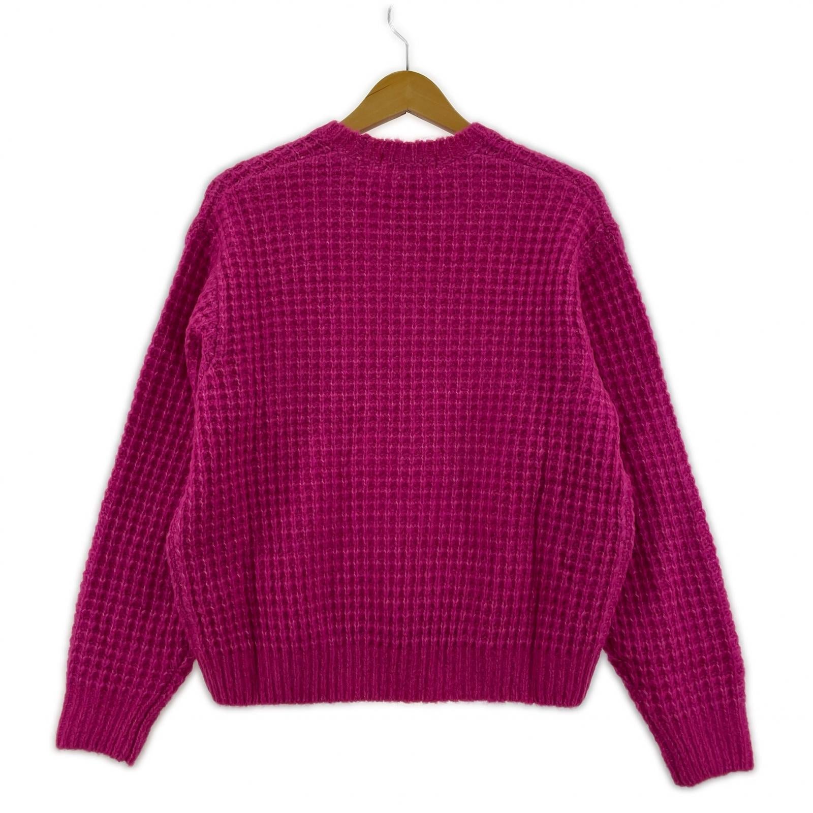 ニット SMALL LOGO WAFFLE SWEATER PINK S ピンク