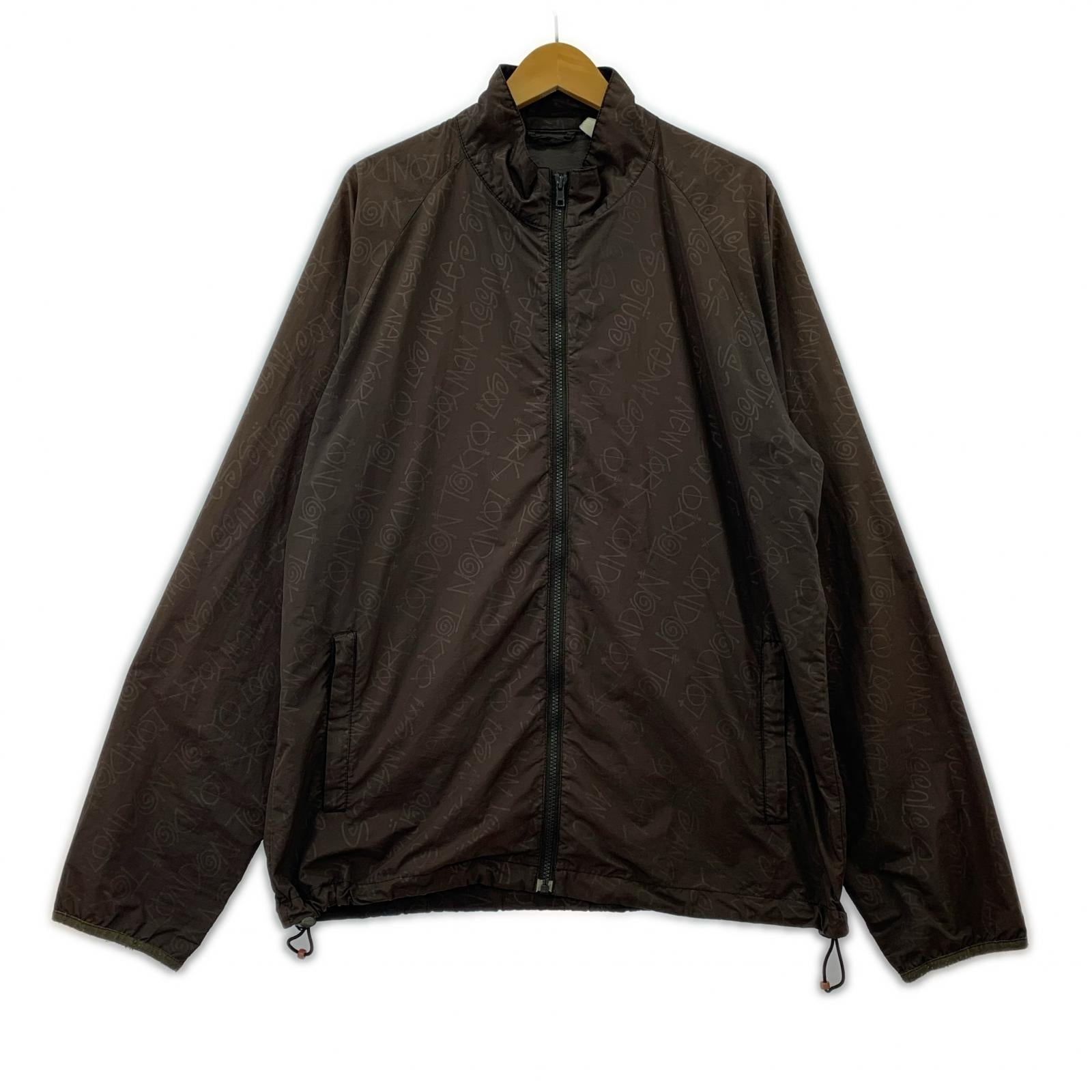 ジャケット 90s~ STUSSY GEAR シャドープリント ナイロンジャケット XL 茶 ブラウン