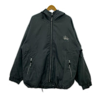 ジャケット 90s~ STUSSY SPORTS ロゴ刺繍ナイロンフーデットジャケット L グレー L グレー