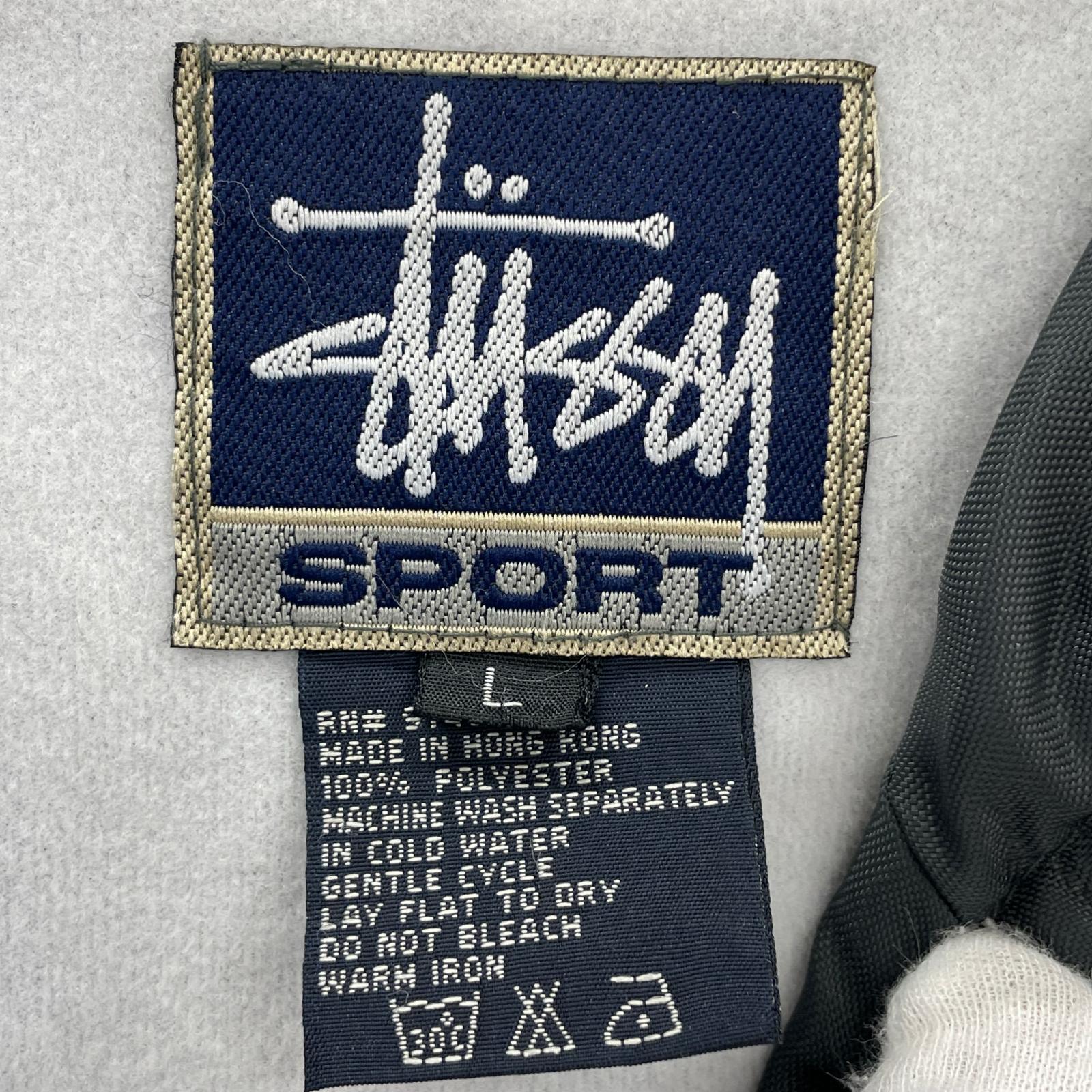 ジャケット 90s~ STUSSY SPORTS ロゴ刺繍ナイロンフーデットジャケット L グレー L グレー