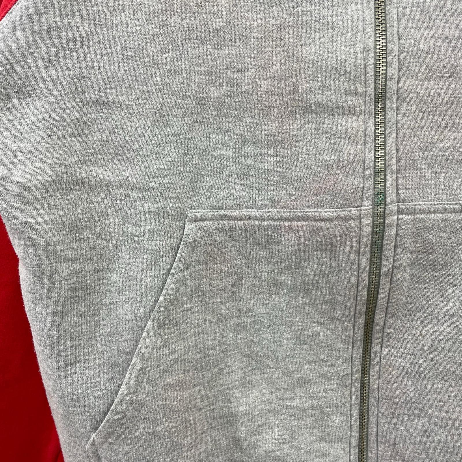 パーカー 00s STUSSY アーチロゴ ラグランジップパーカー S グレー×赤 S