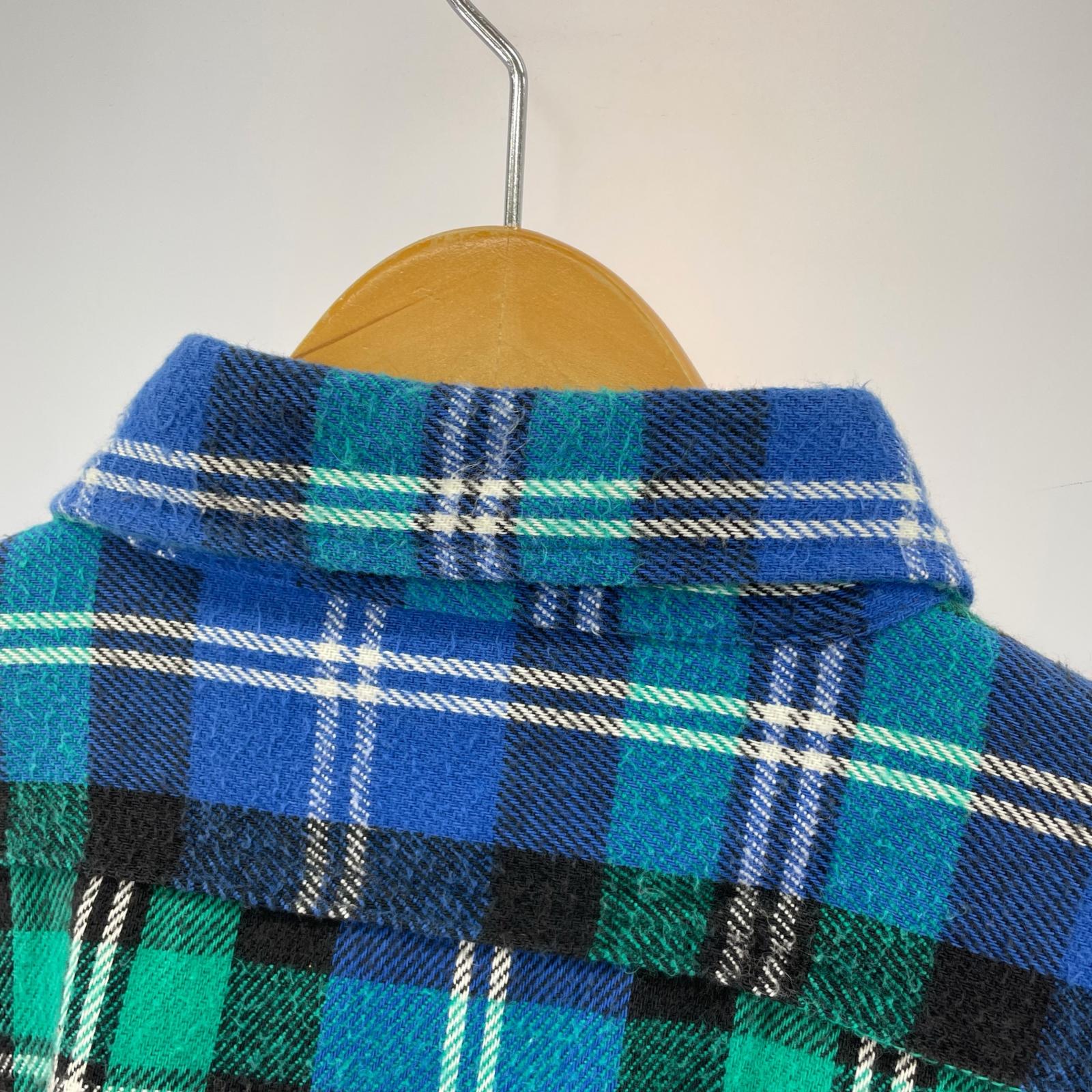長袖シャツ 90s FIVE BROTHER チェックネルシャツ XL 青×緑
