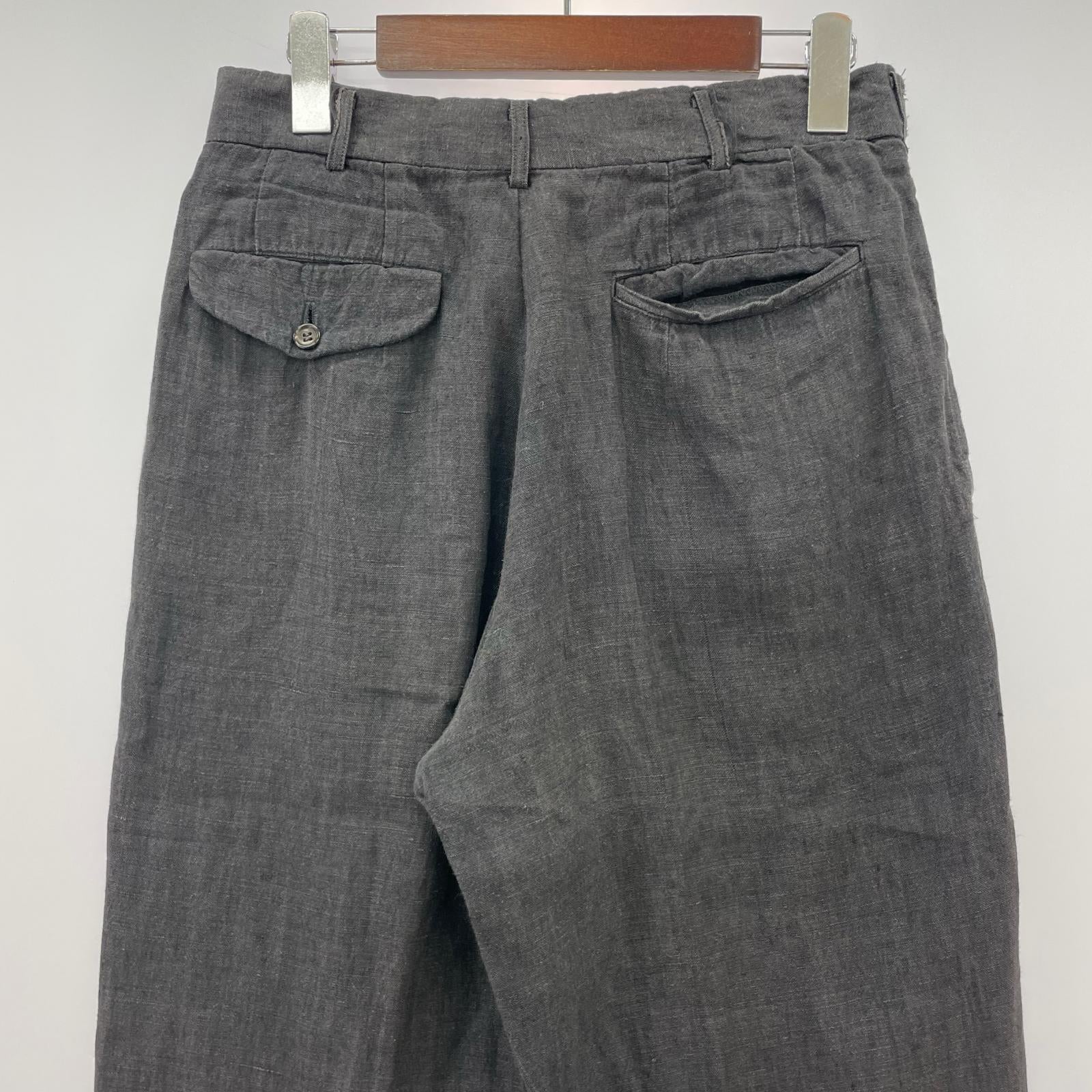 パンツ COMME des GARCONS HOMME 80s デカオム 2タック リネンスラックス S S ブラック