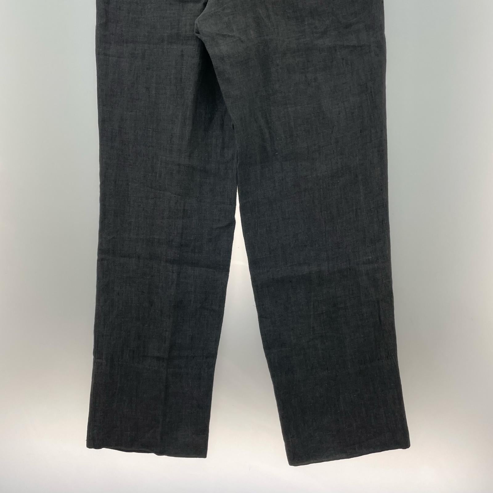 パンツ COMME des GARCONS HOMME 80s デカオム 2タック リネンスラックス S S ブラック