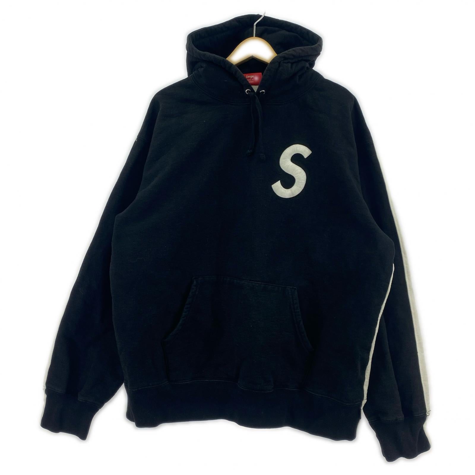 パーカー Tonal S logo hooded sweatshirt 白黒 L L