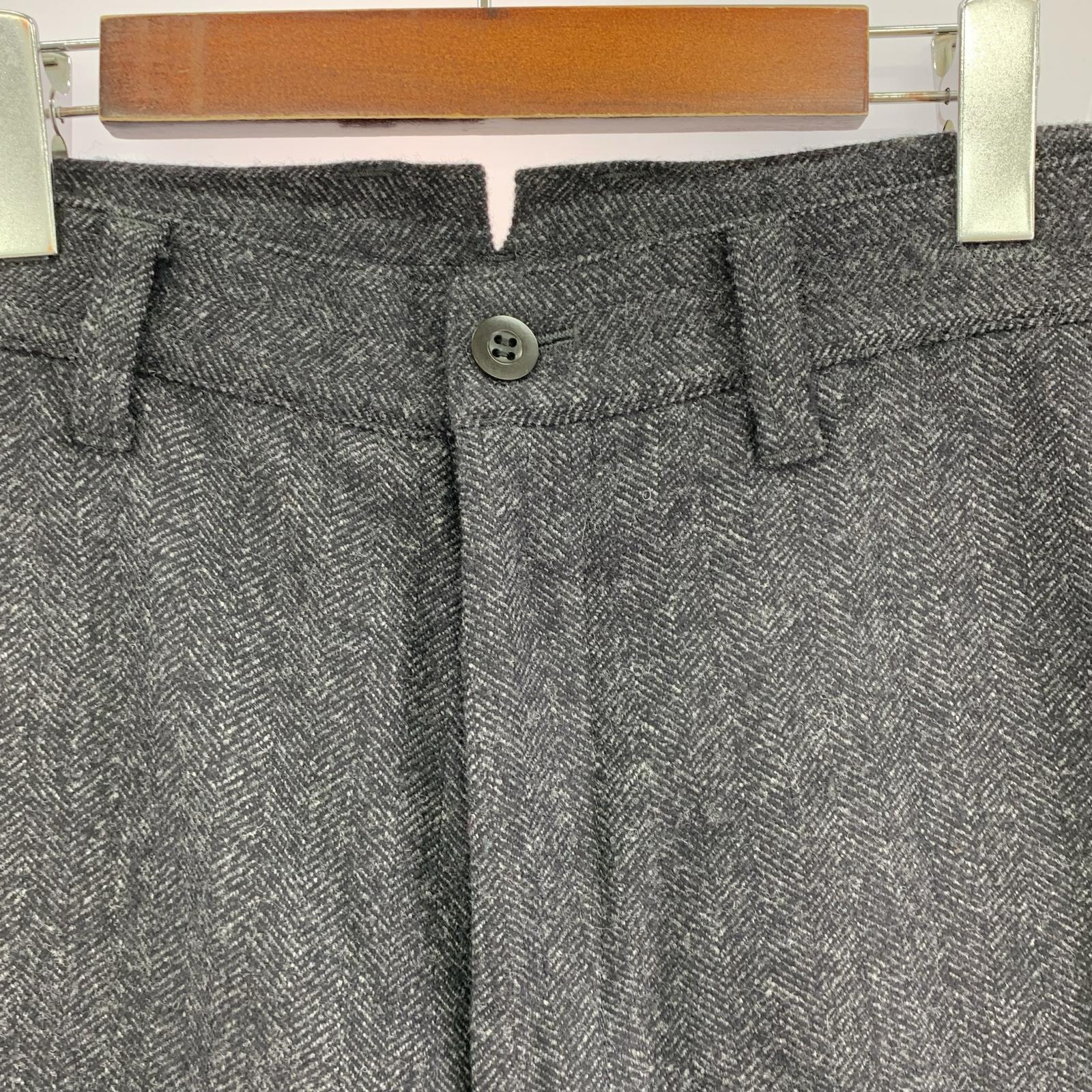 パンツ ウールカシミヤヘリンボーンスラックス-L L ブラック