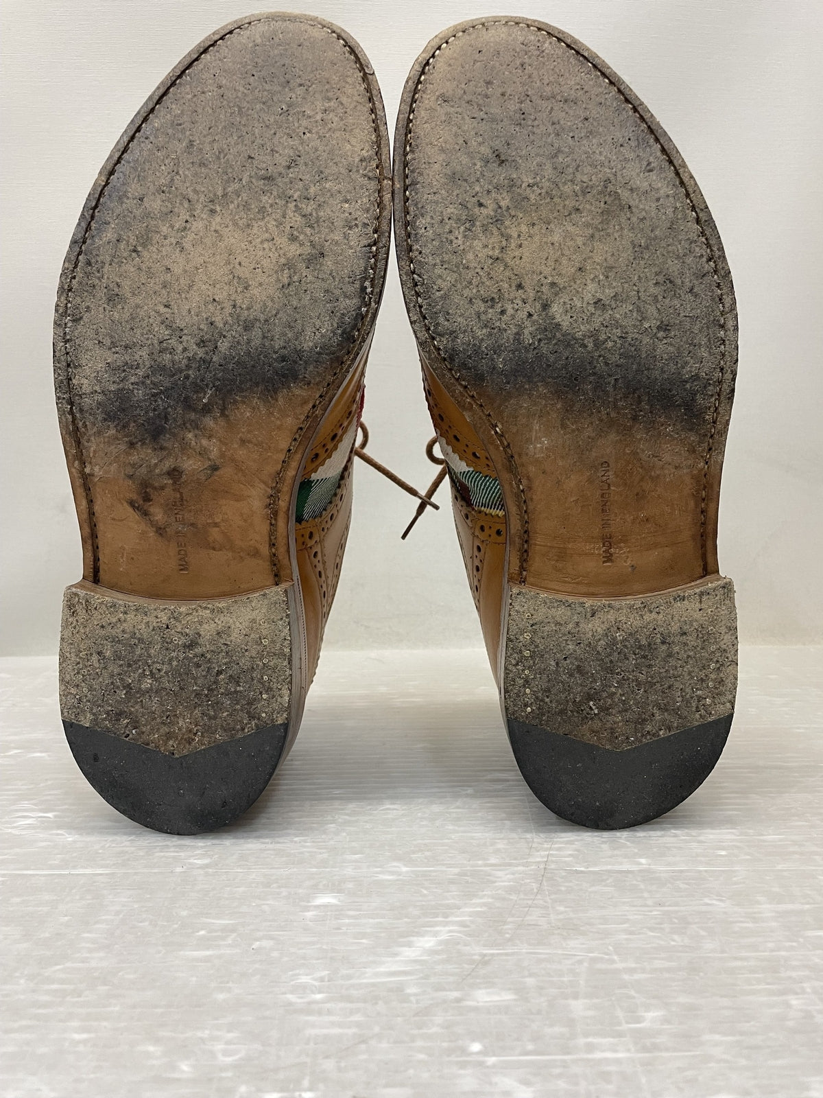 シューズ Tricker's ウィングチップチェックレザーシューズ ブラウン