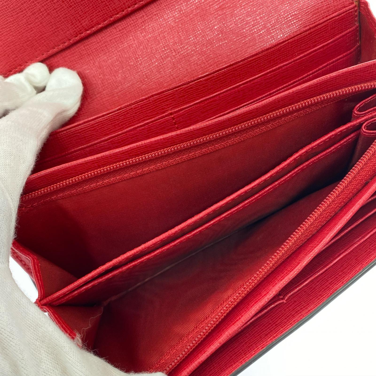 長財布 二つ折り長財布/赤