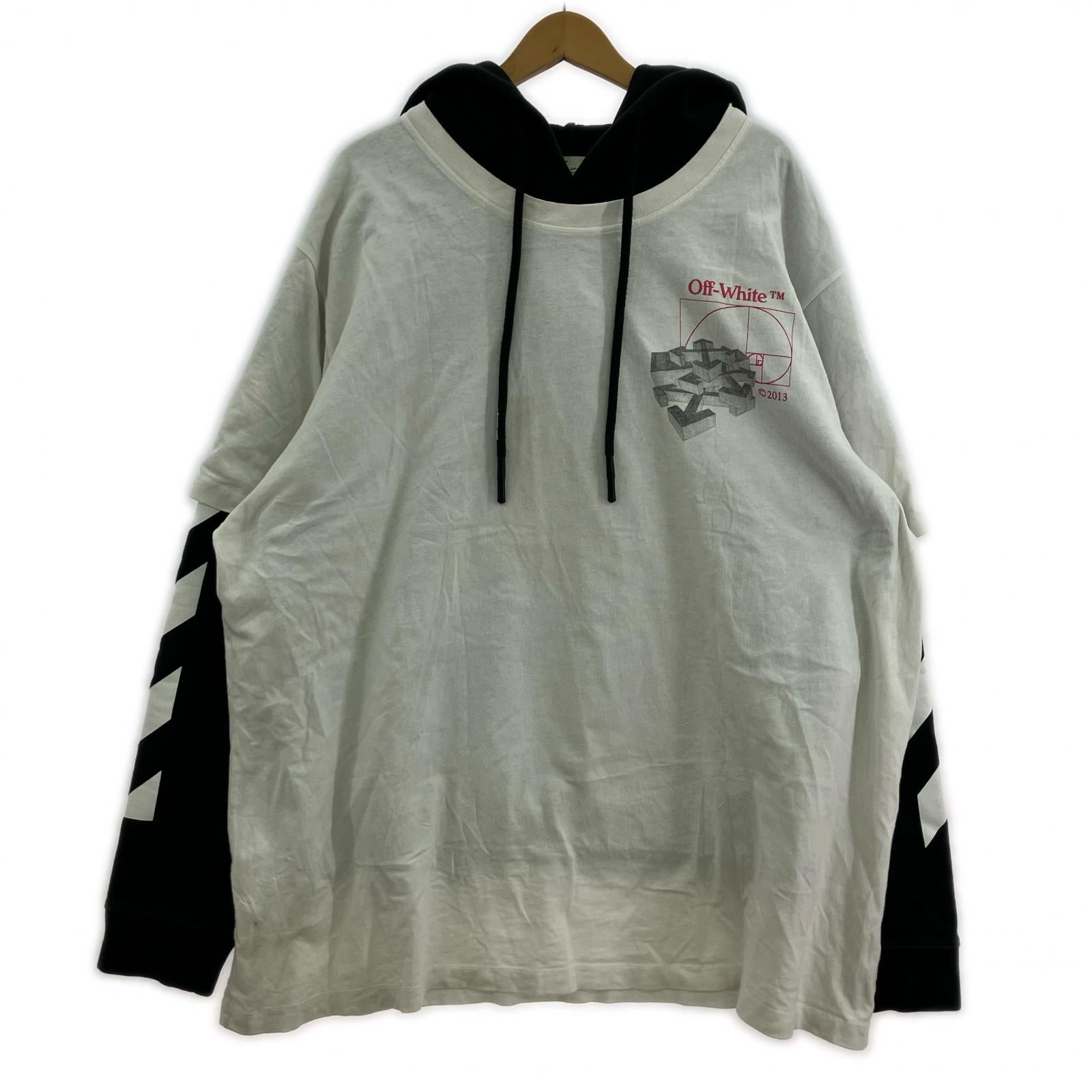 パーカー OFF-WHITE GOLDEN RATIO DOUBLE TEE HOODI OMAB033R20185012 (XL)