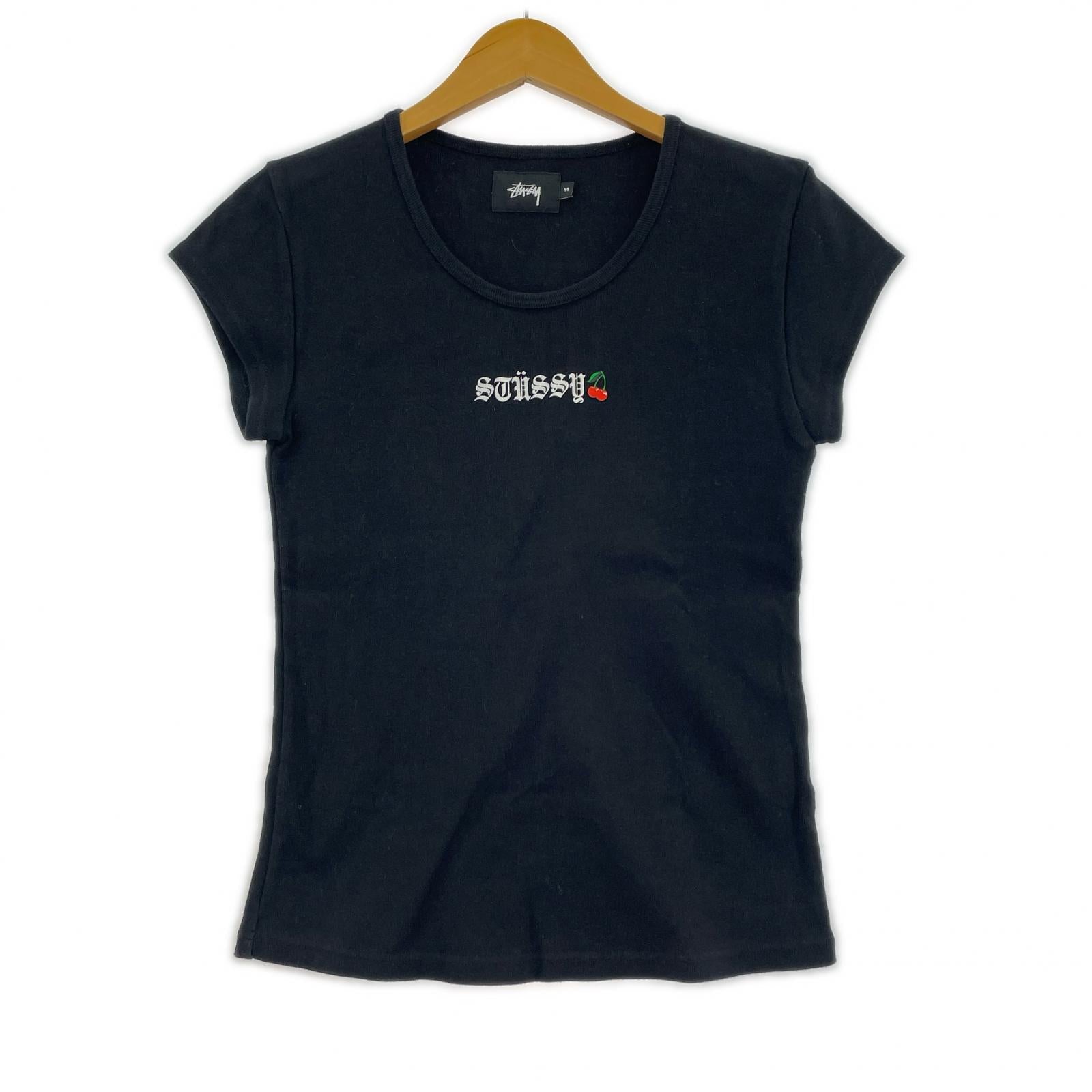 半袖Tシャツ ロゴ チェリープリントTEE 黒 M ブラック