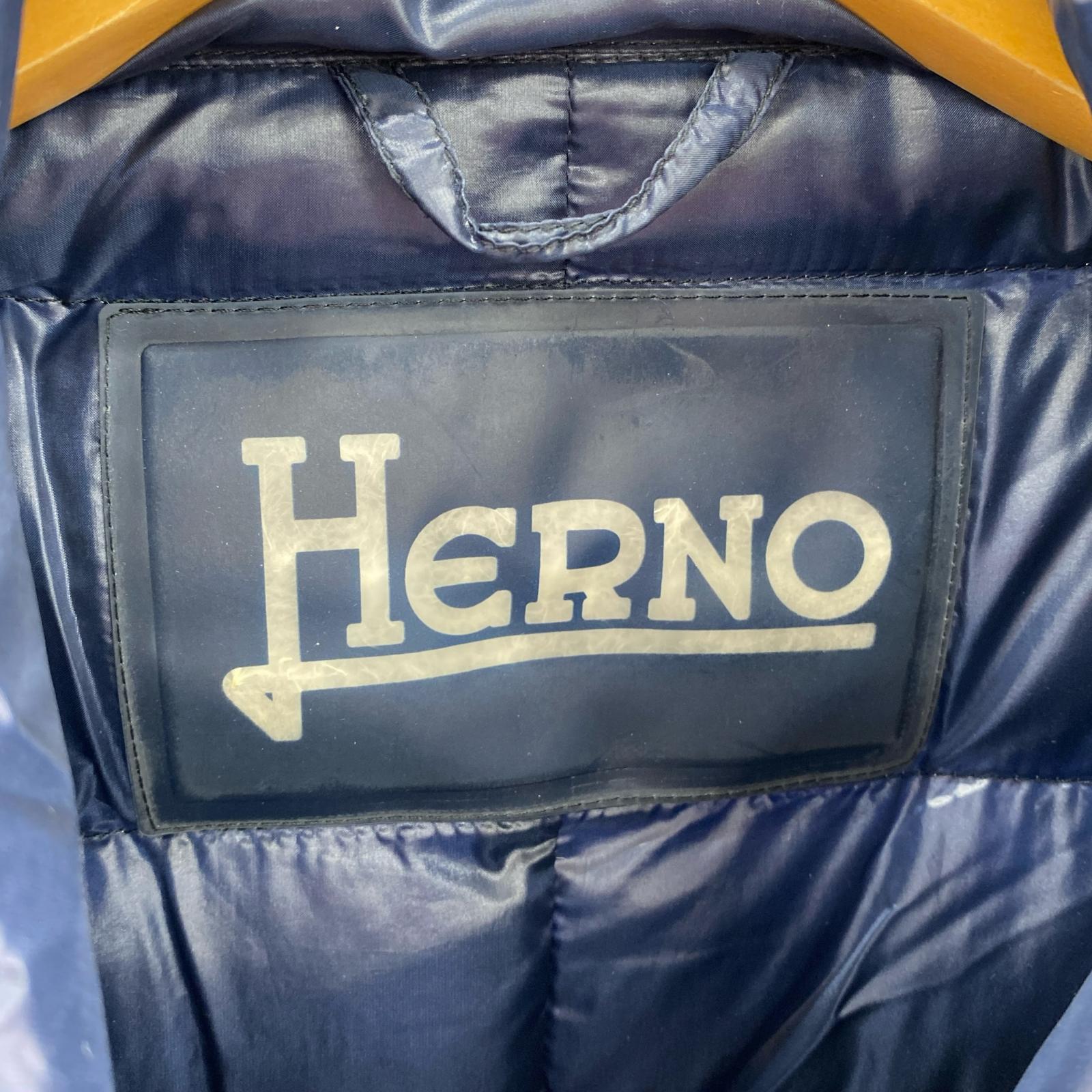 ダウンジャケット HERNO ロングダウンジャケット 40 ネイビー