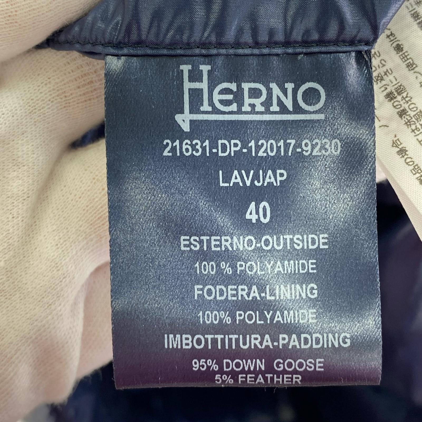 ダウンジャケット HERNO ロングダウンジャケット 40 ネイビー