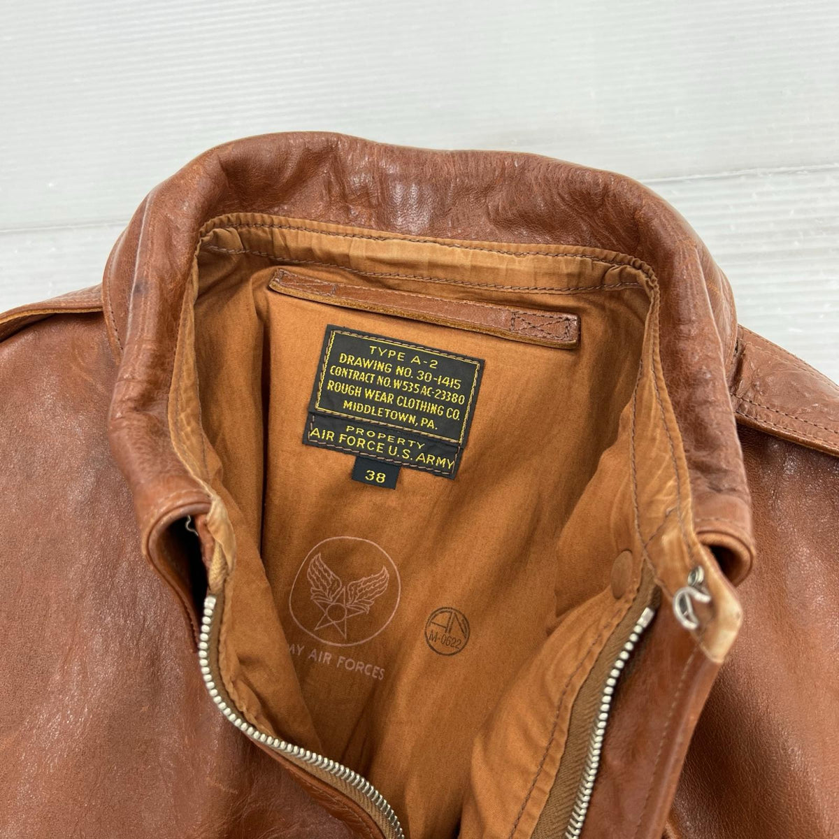 レザージャケット ROUGH WEAR TYPE A-2 レザージャケット 茶 38 38 ブラウン