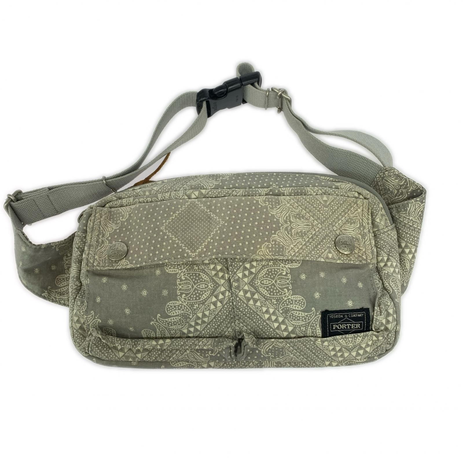 ボディバッグ PORTER ボディバッグ essential design ペイズリー グレー