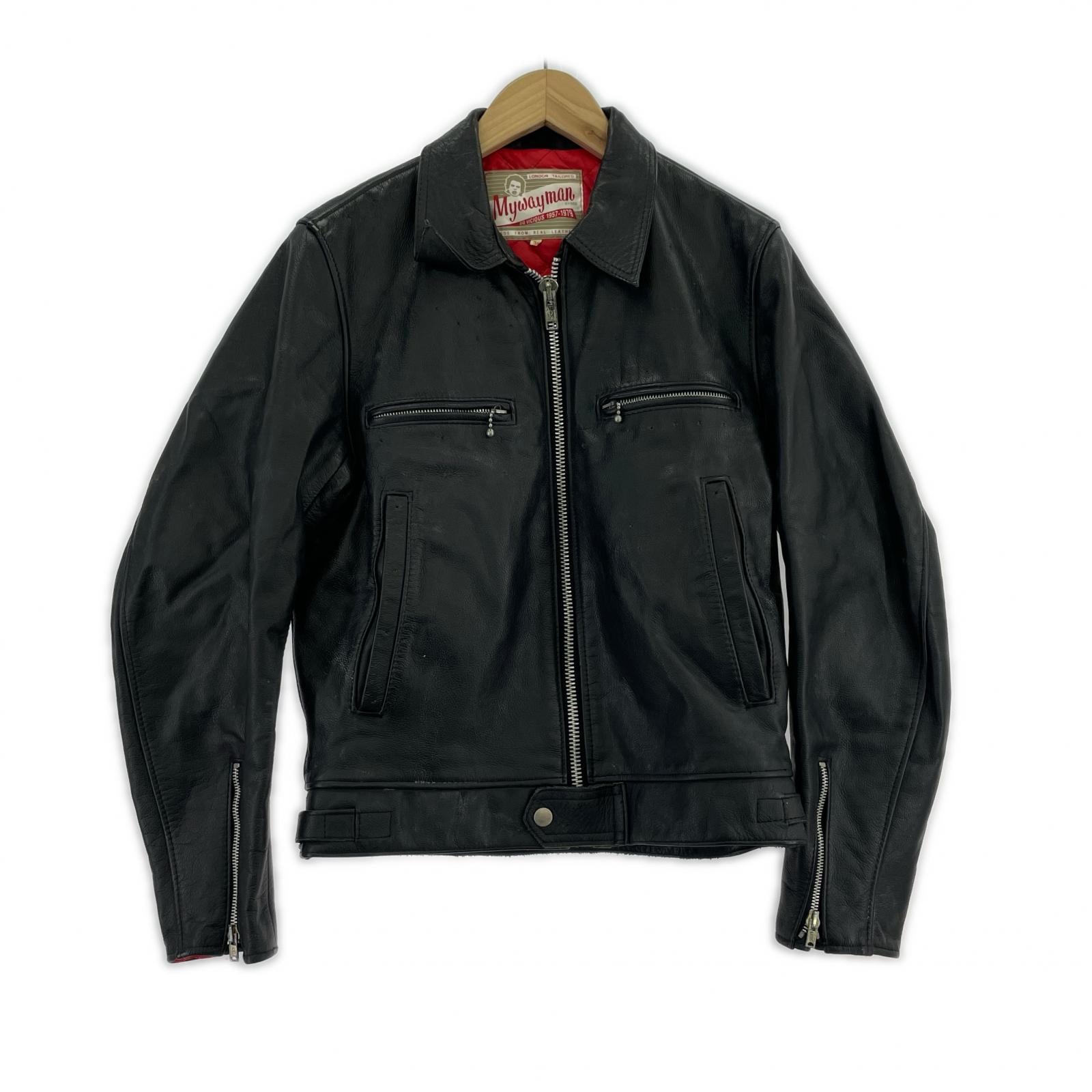 ジャケット MYWAYMAN シングルライダース 黒 36 ブラック