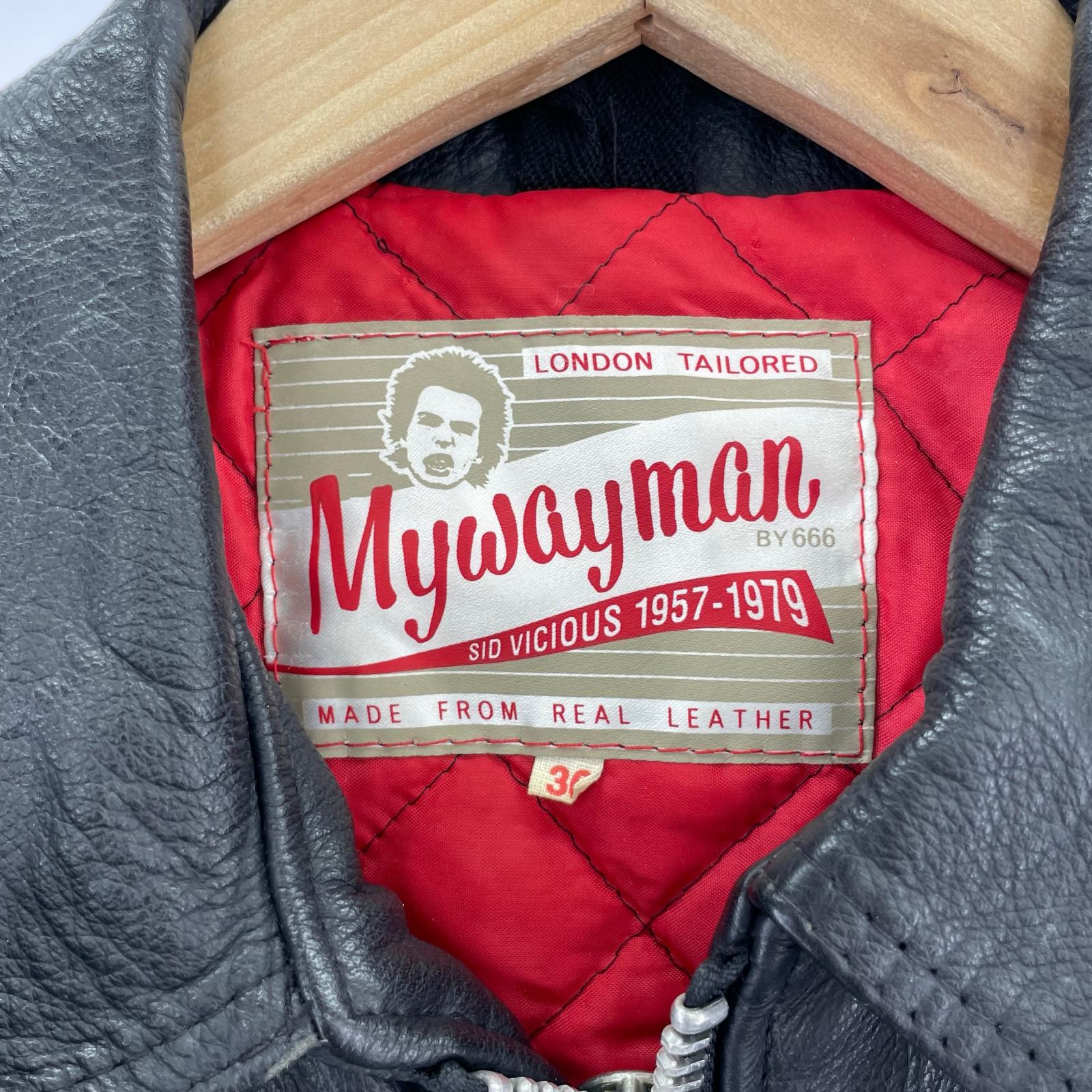 ジャケット MYWAYMAN シングルライダース 黒 36 ブラック