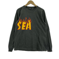 長袖Tシャツ ×THRASHER ファイヤー ロゴプリント グレー S グレー
