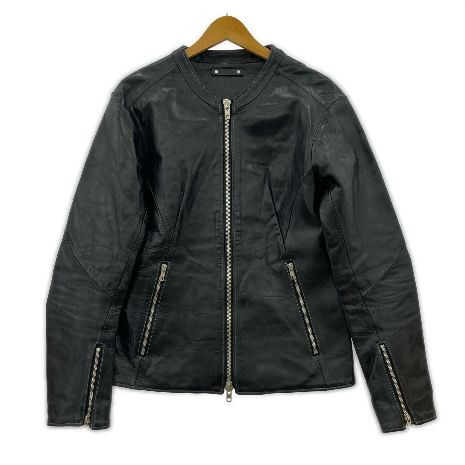 ジャケット MINEDENIM×YUKI TANAKA Washed Horse Leather Single JKT ホースハイド シングルレザーライダース 1 ブラック 1 ブラック