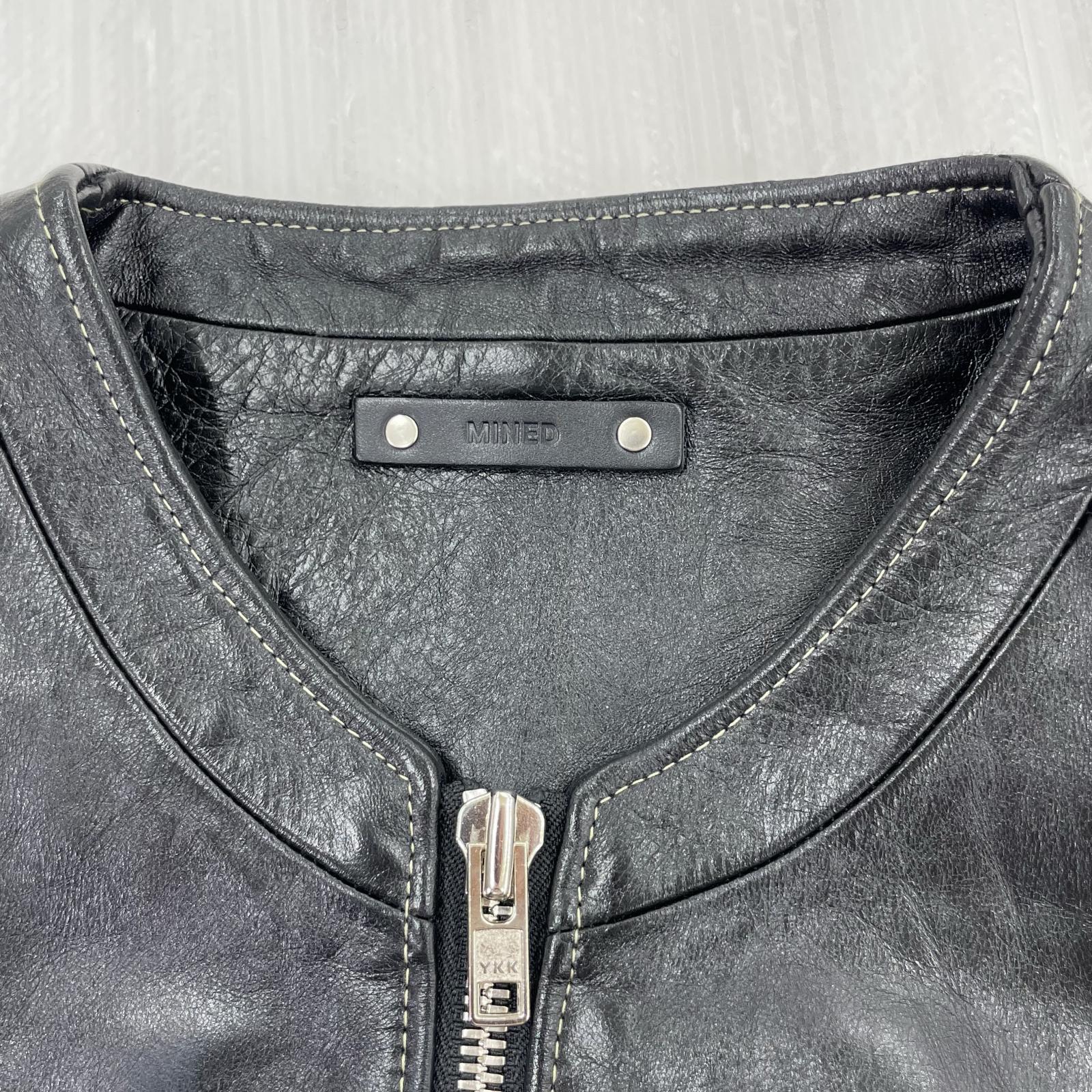 ジャケット MINEDENIM×YUKI TANAKA Washed Horse Leather Single JKT ホースハイド シングルレザーライダース 1 ブラック 1 ブラック