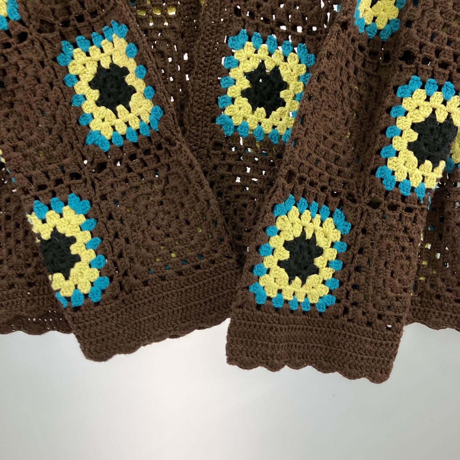 カーディガン 21AW CROCHET CARDIGAN 総柄 BRW