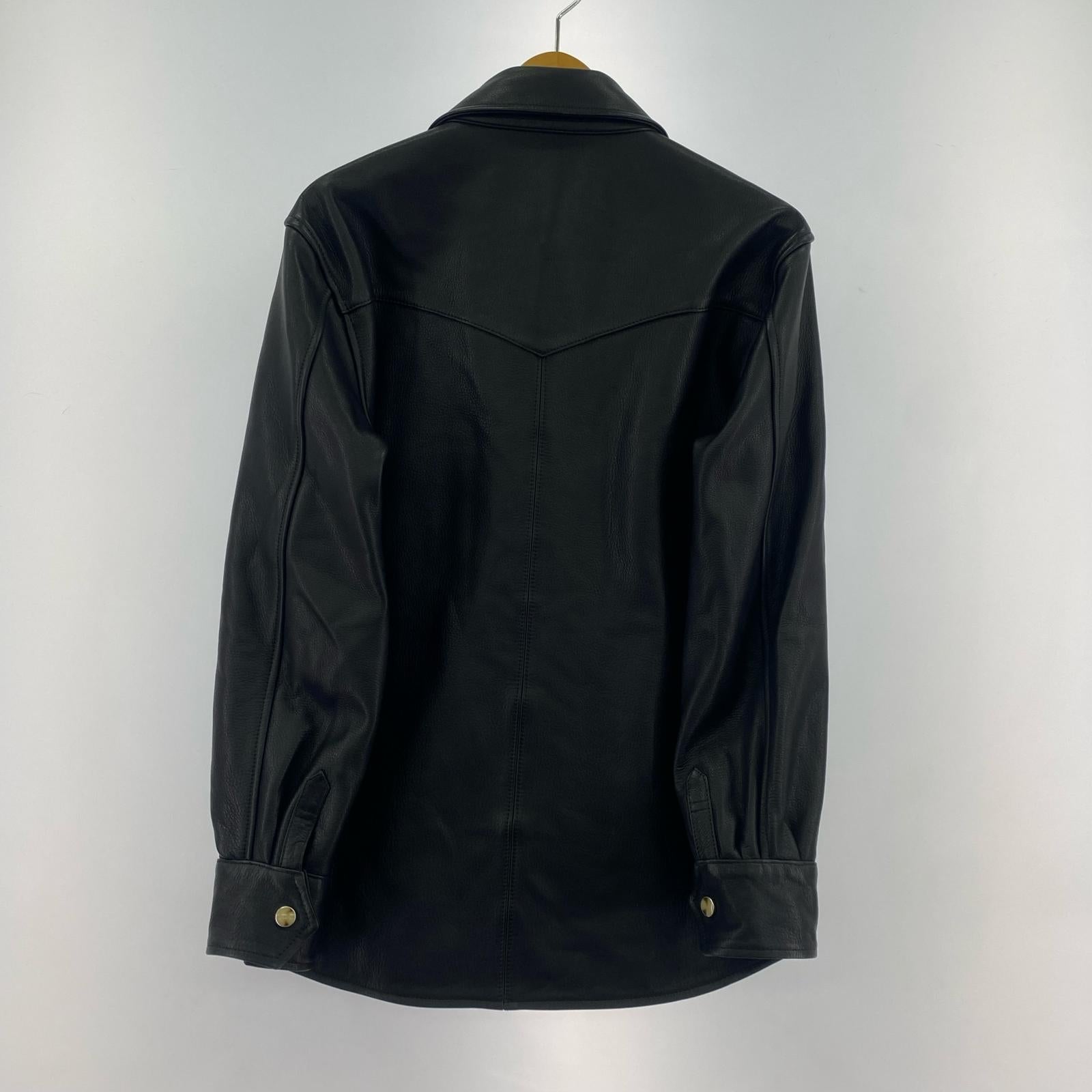 長袖シャツ Y'2 LEATHER レザーウエスタンシャツ 40 黒 ブラック