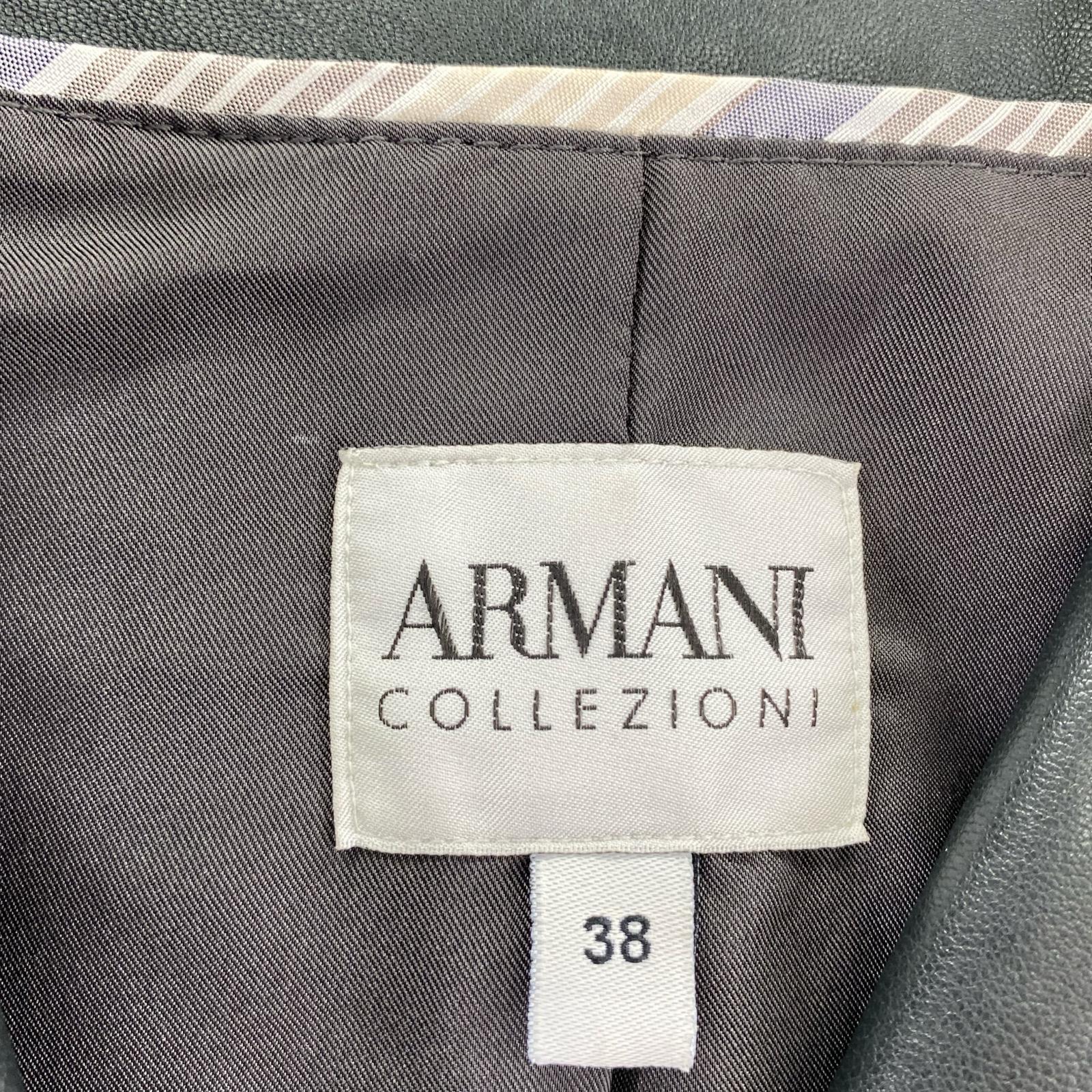 ジャケット ARMANI COLLEZIONI レザーテーラードジャケット 38 ブラック 38 ブラック