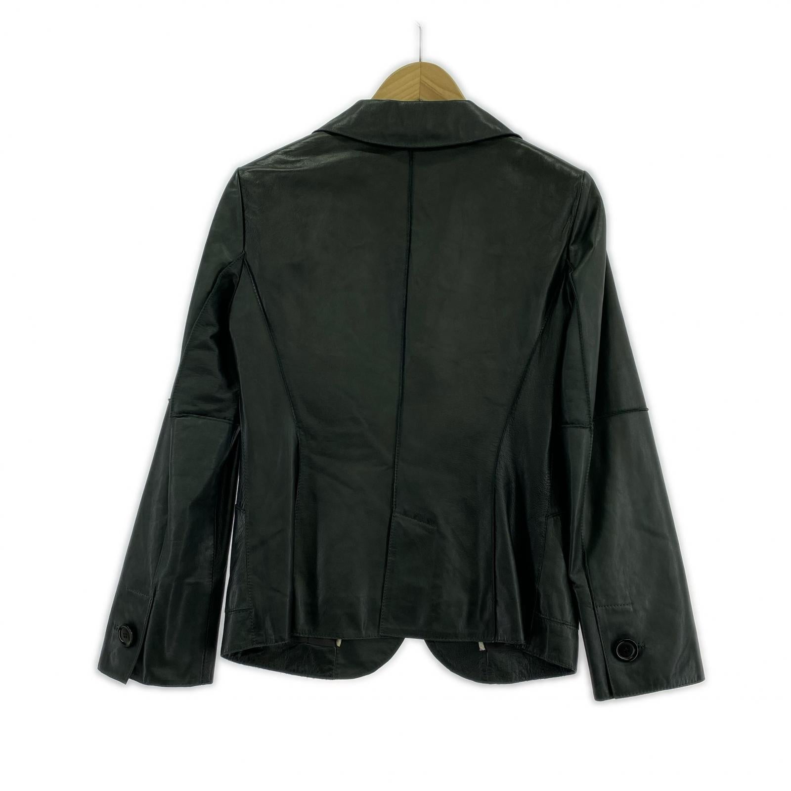 ジャケット ARMANI COLLEZIONI レザーテーラードジャケット 38 ブラック 38 ブラック