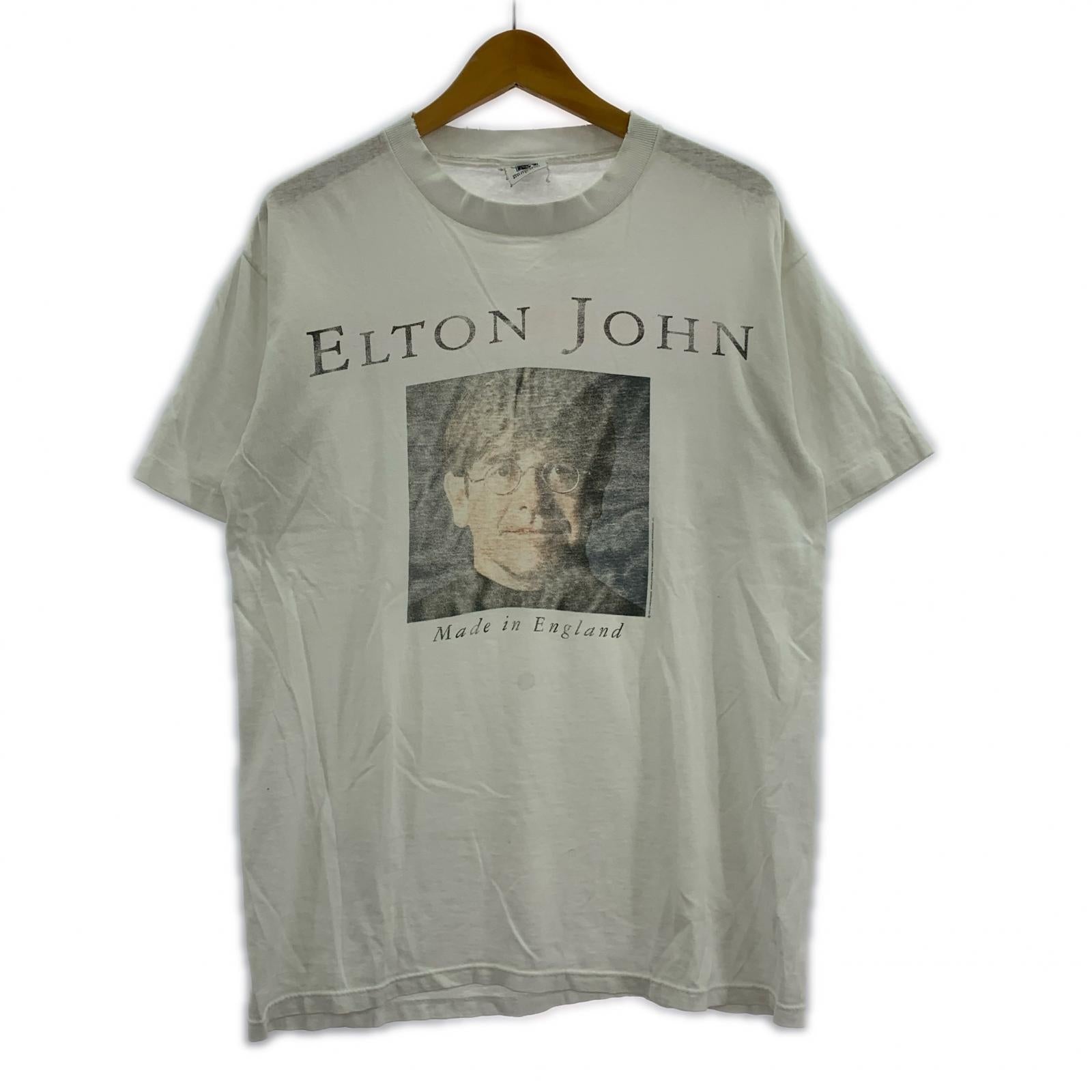 半袖Tシャツ 90s ELTON JOHN ツアーTEE 両面プリント (L) 白 L ホワイト