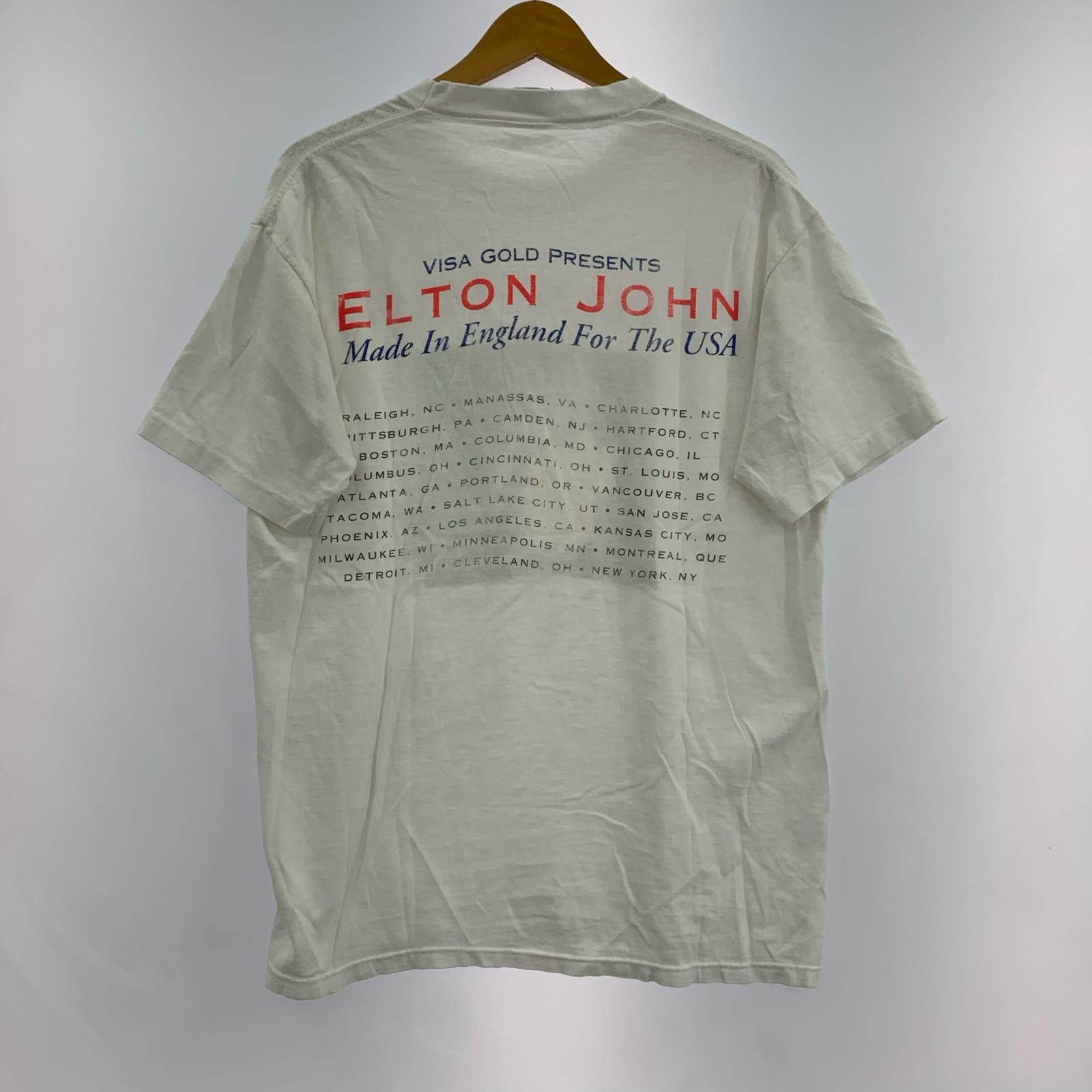 半袖Tシャツ 90s ELTON JOHN ツアーTEE 両面プリント (L) 白 L ホワイト