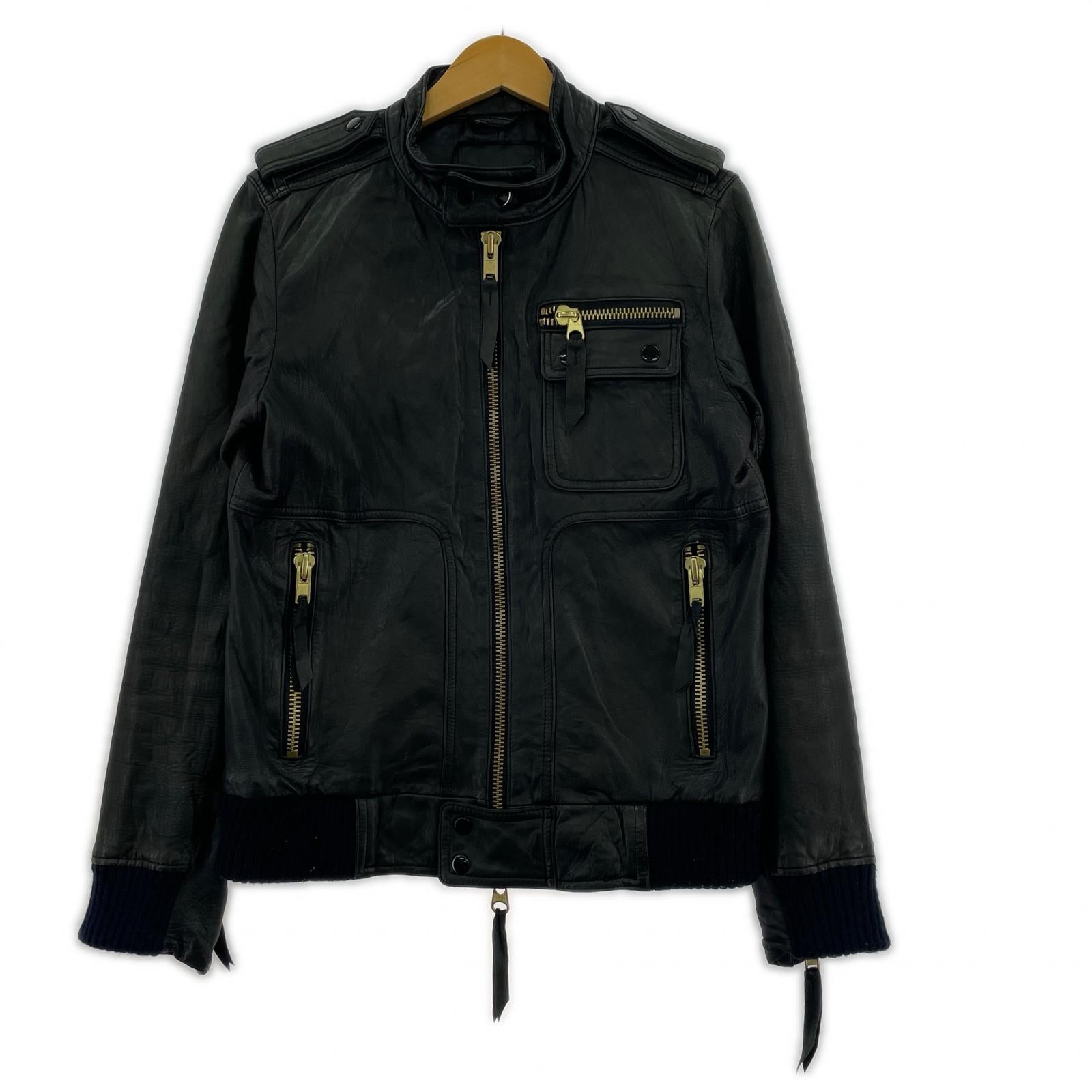 レザージャケット Marks&Spencer Leather Jacket BLK L L ブラック