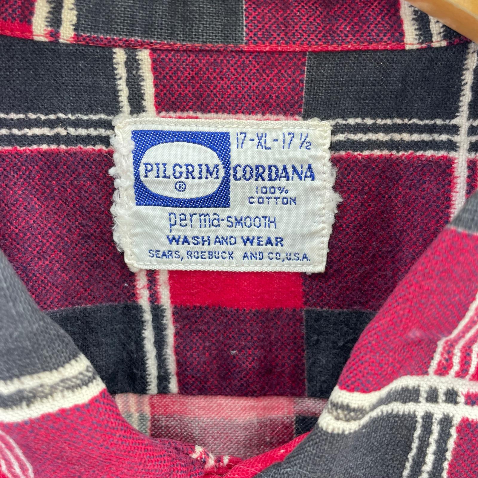 長袖シャツ 50s PILGRIM プリネル チェック 赤 レッド
