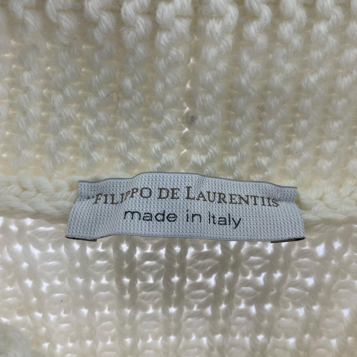 ニット FILIPPO DE LAURENTIIS ショールカラー ジップニット ホワイト ホワイト
