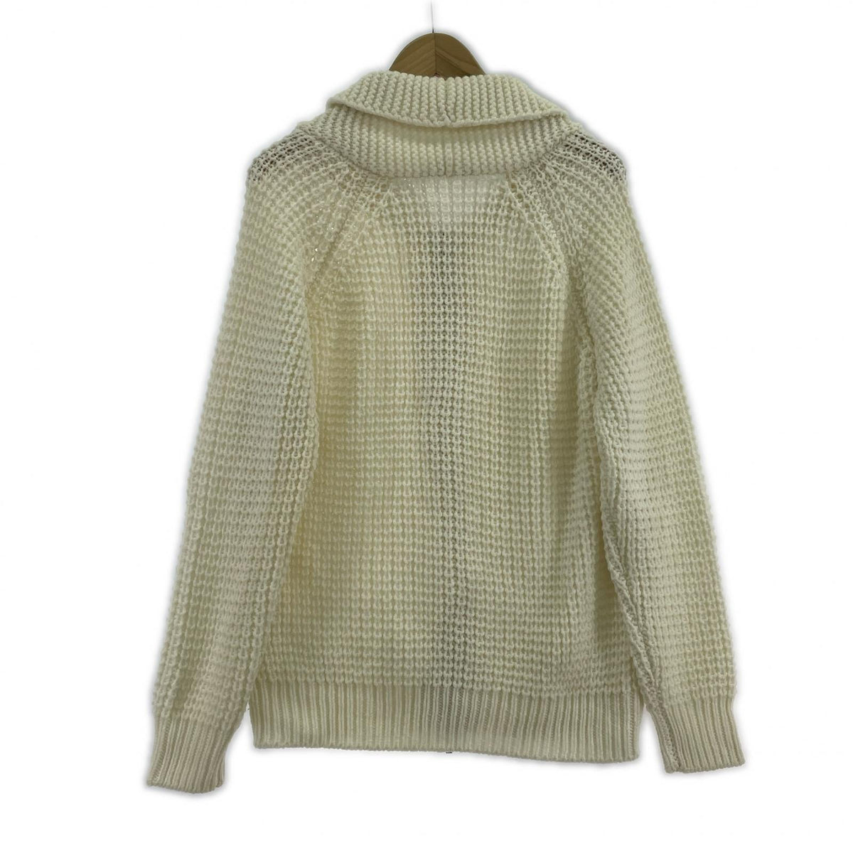 ニット FILIPPO DE LAURENTIIS ショールカラー ジップニット ホワイト ホワイト