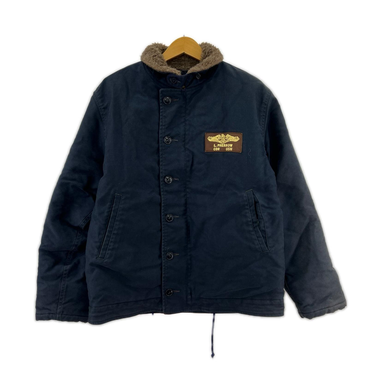 ミリタリージャケット N-1デッキジャケット バックプリント XL NVY