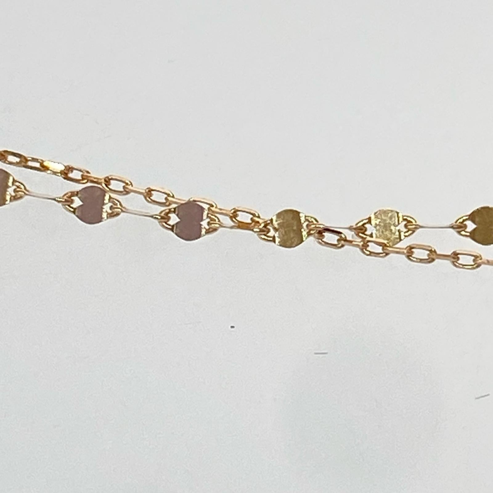 ブレスレット K10 ピンクフラワークロスチェーンブレス