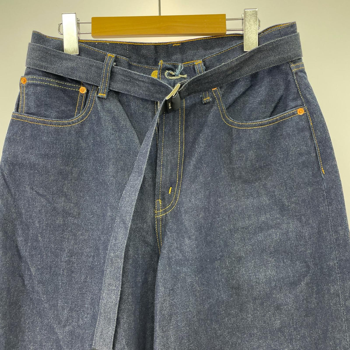 デニムパンツ ×sacai 25SS ワイド バギーデニム ベルト付 ネイビー