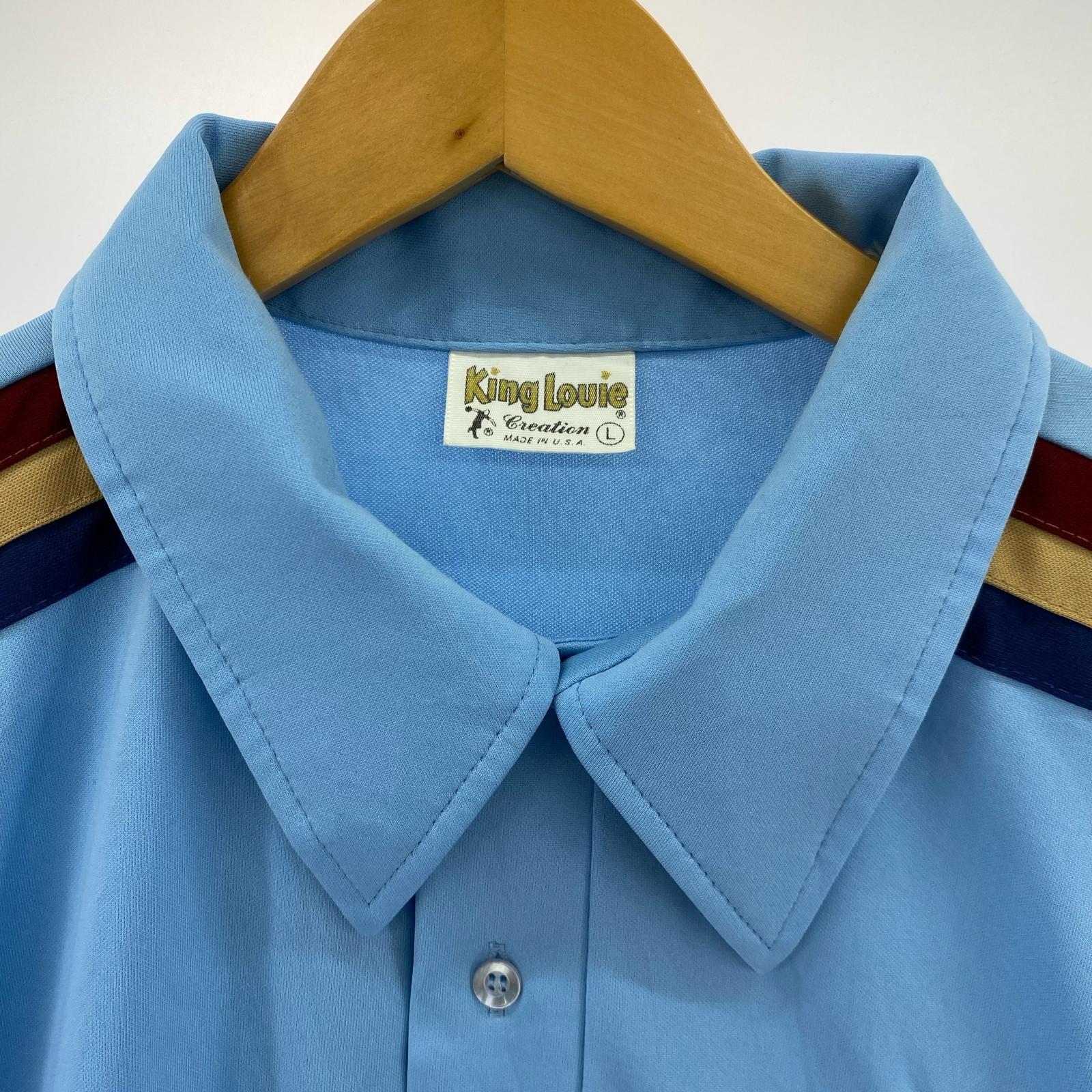 半袖シャツ King louie 70s チェーン ボーリングシャツ ブルー L L