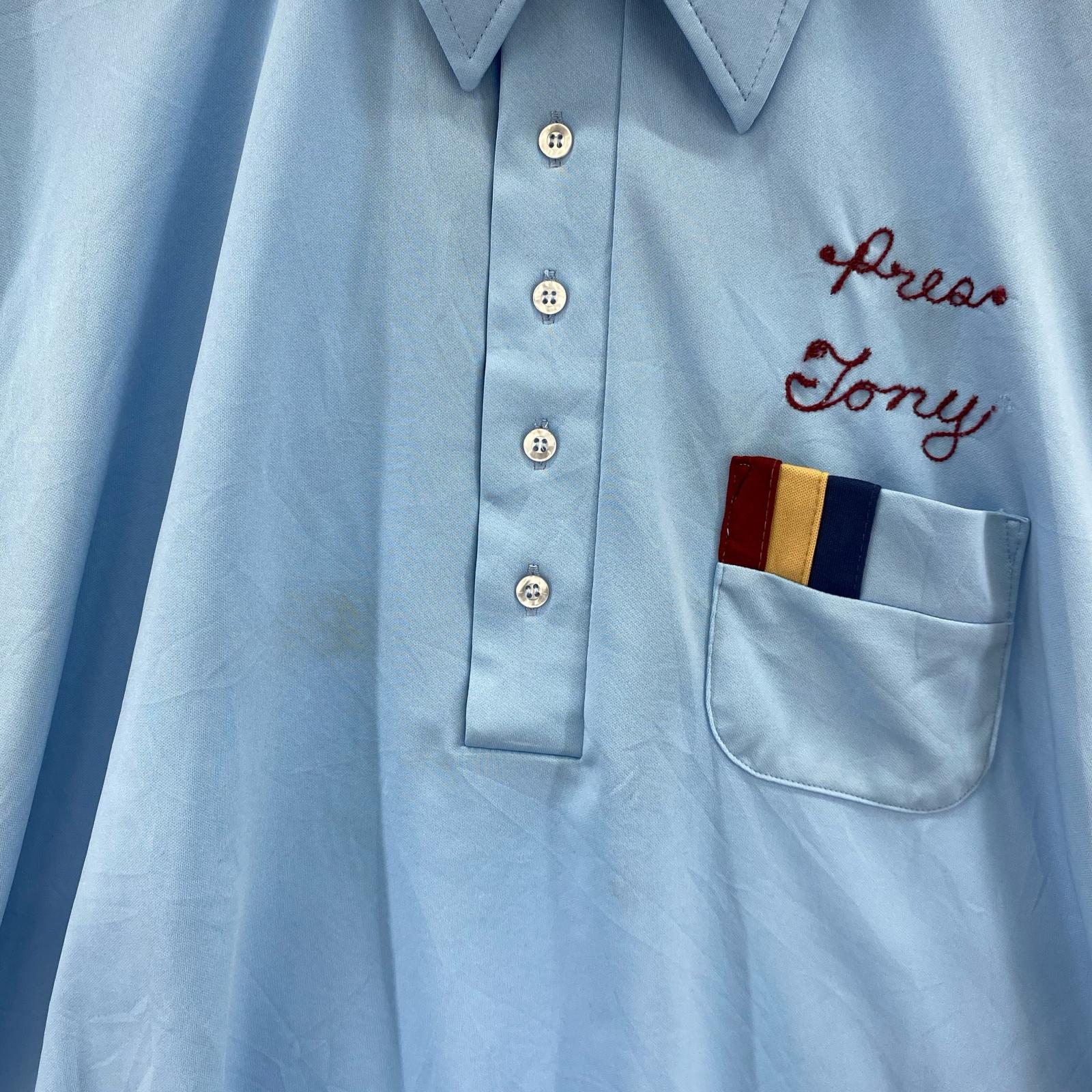 半袖シャツ King louie 70s チェーン ボーリングシャツ ブルー L L