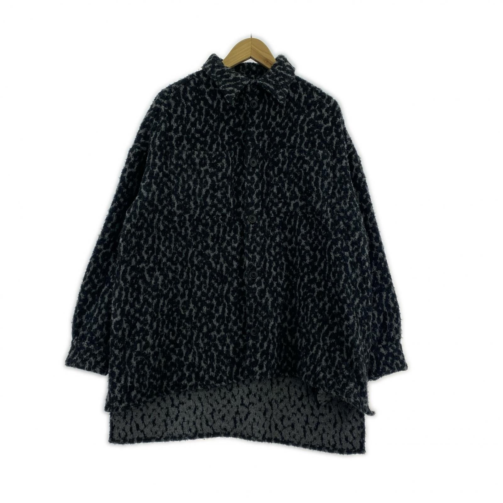 長袖シャツ DESTIN フリース レオパード 黒灰