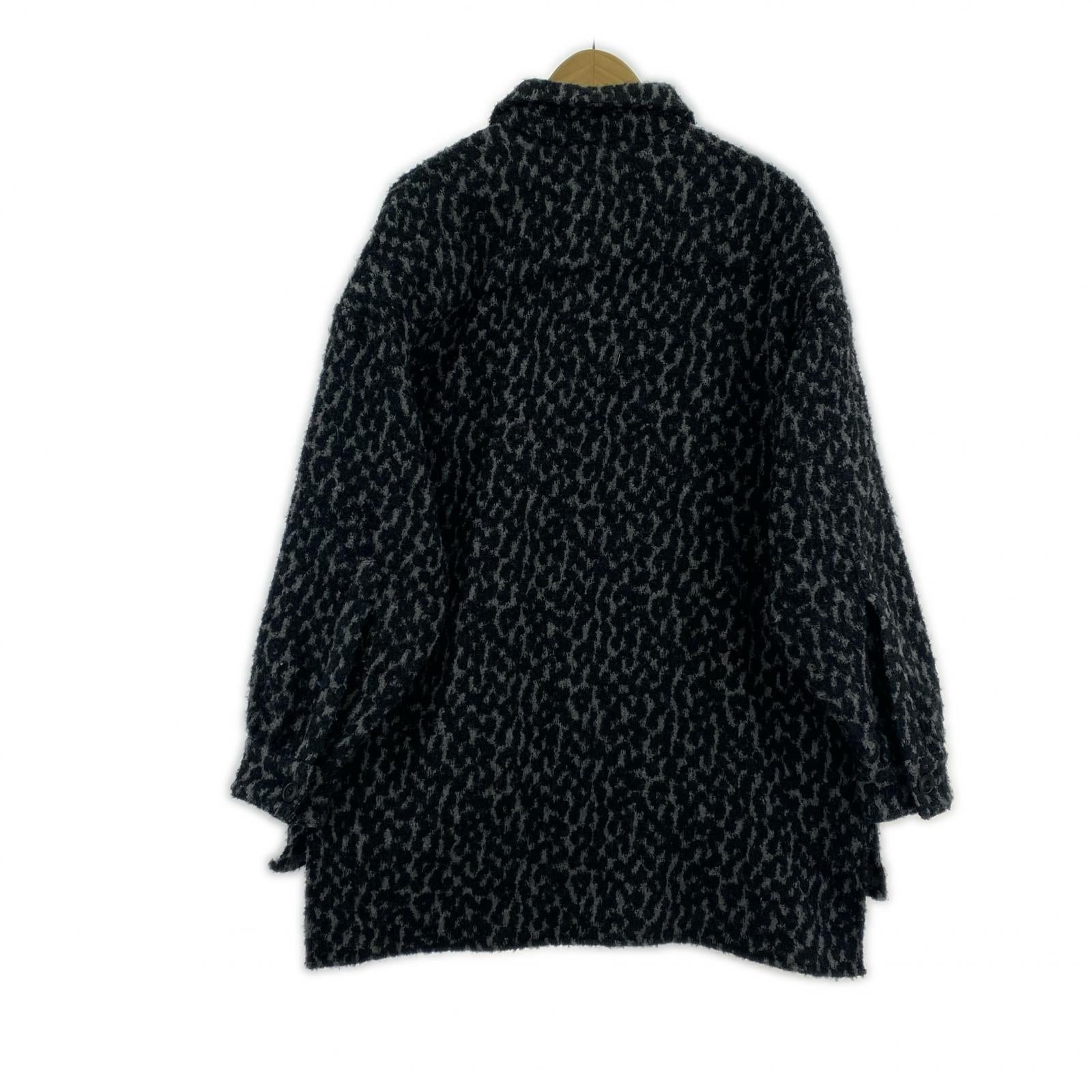 長袖シャツ DESTIN フリース レオパード 黒灰
