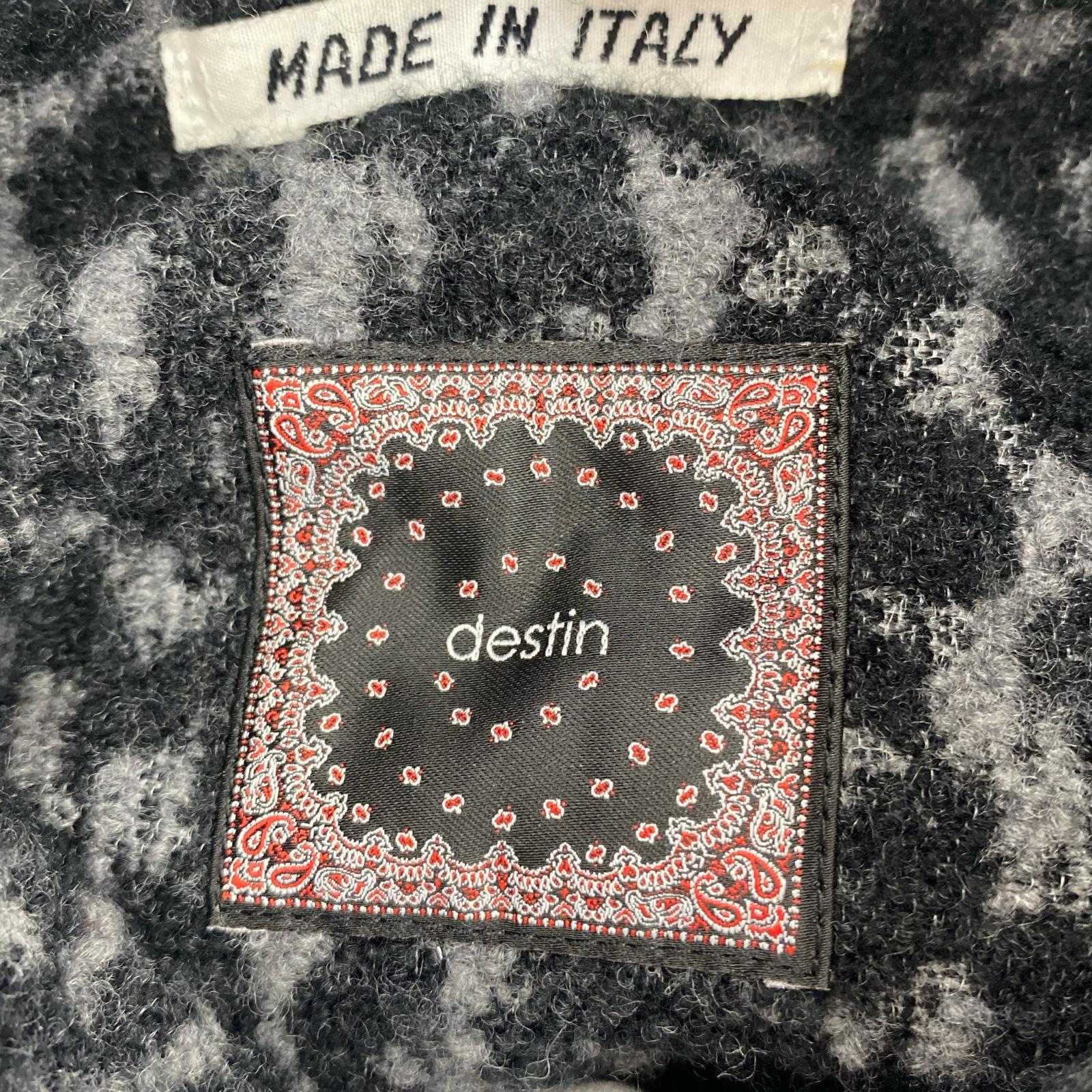 長袖シャツ DESTIN フリース レオパード 黒灰
