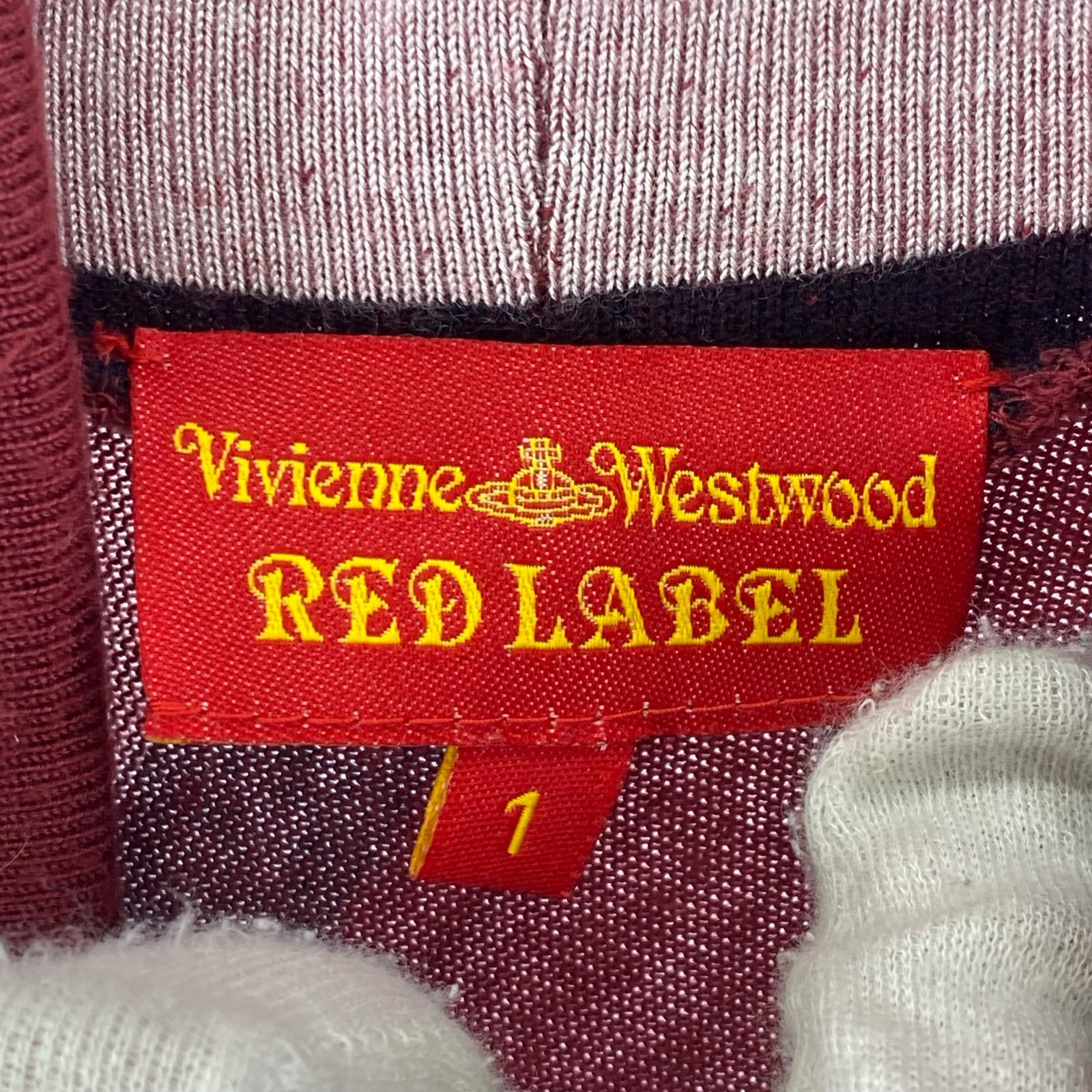 ワンピース Vivienne Westwood red label オーブ刺繍 ストライプ 変形ニットワンピース 1 赤 レッド
