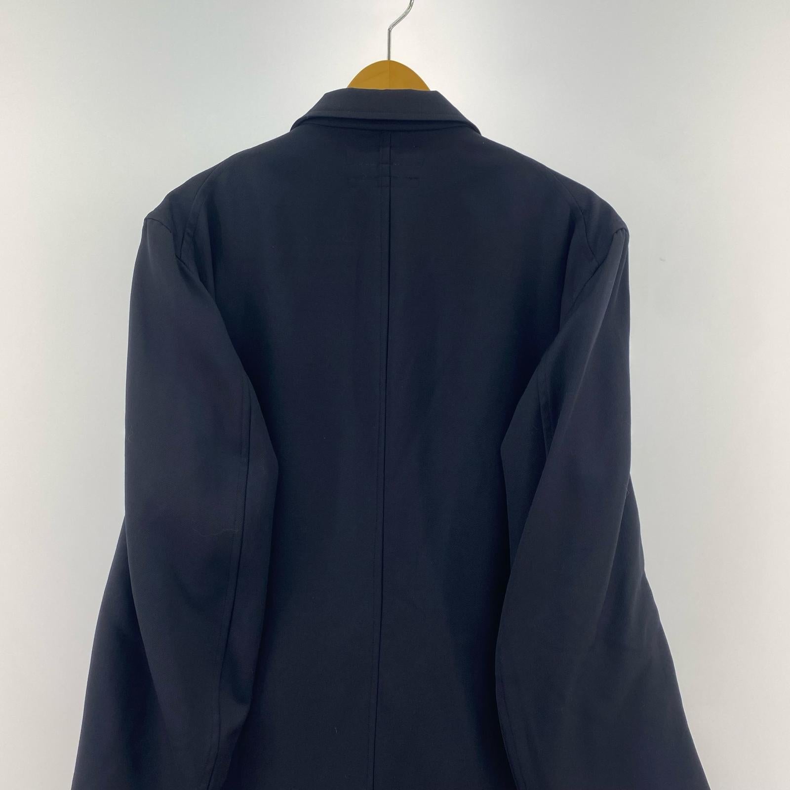 ジャケット COMME des GARCONS SHIRT フランス製 ウールツイル ロングテーラードジャケット L 紺 L ネイビー