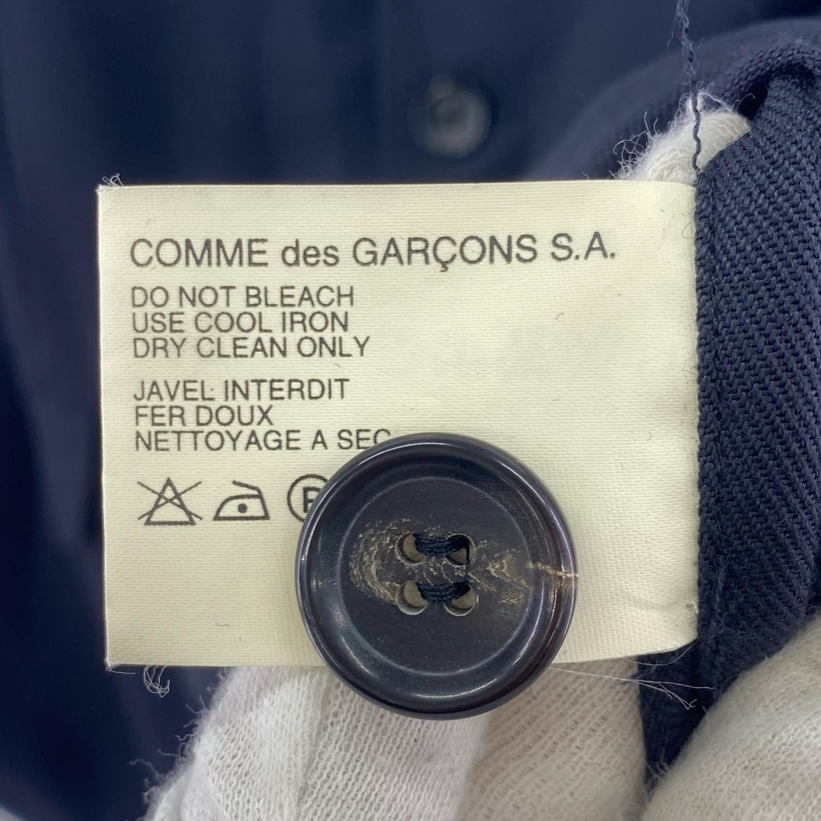 ジャケット COMME des GARCONS SHIRT フランス製 ウールツイル ロングテーラードジャケット L 紺 L ネイビー