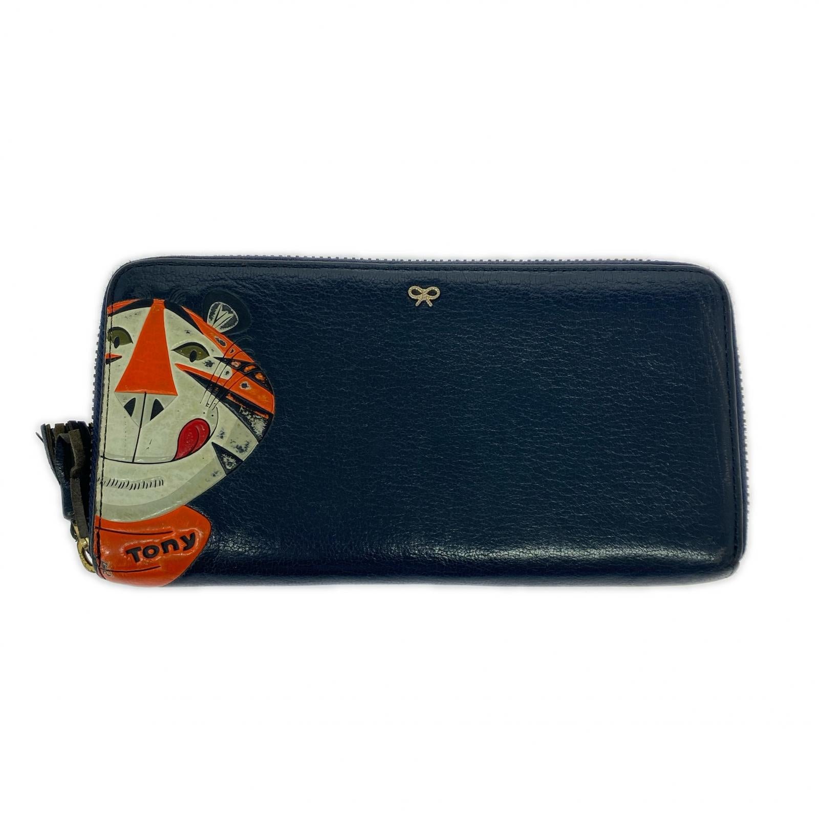 長財布 ANYA HINDMARCH×Tony the Tiger ラウンドジップ ロングウォレット 紺 ネイビー