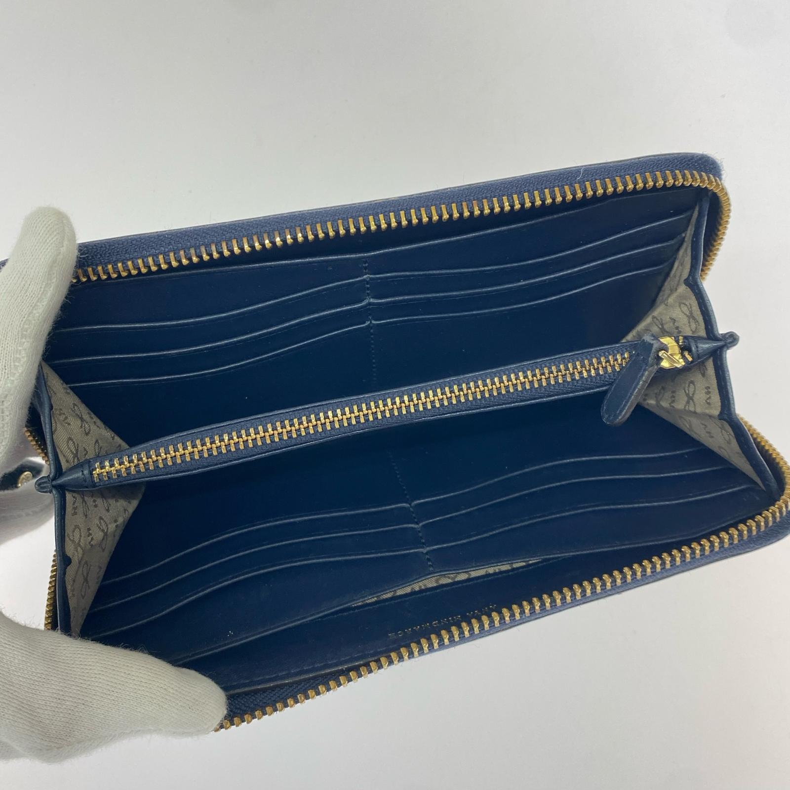 長財布 ANYA HINDMARCH×Tony the Tiger ラウンドジップ ロングウォレット 紺 ネイビー